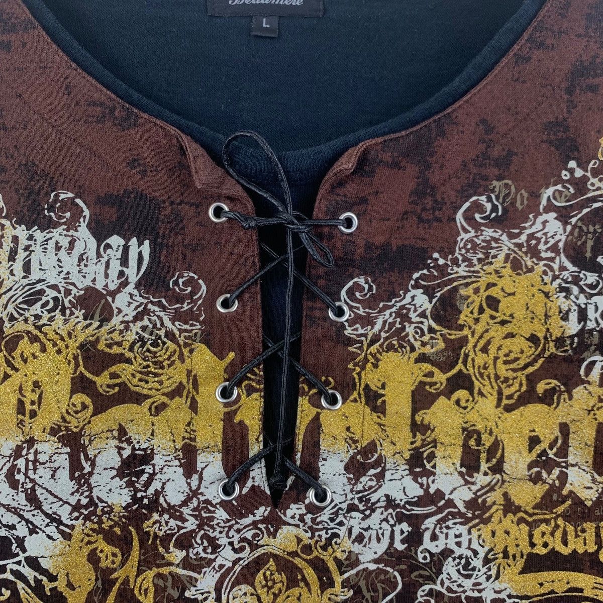 Beaumere BEAUMERE JAPAN REDVELVET Y2K Henley Tee Shirt Top Over Size L / US 10 / IT 46 - 4 Thumbnail