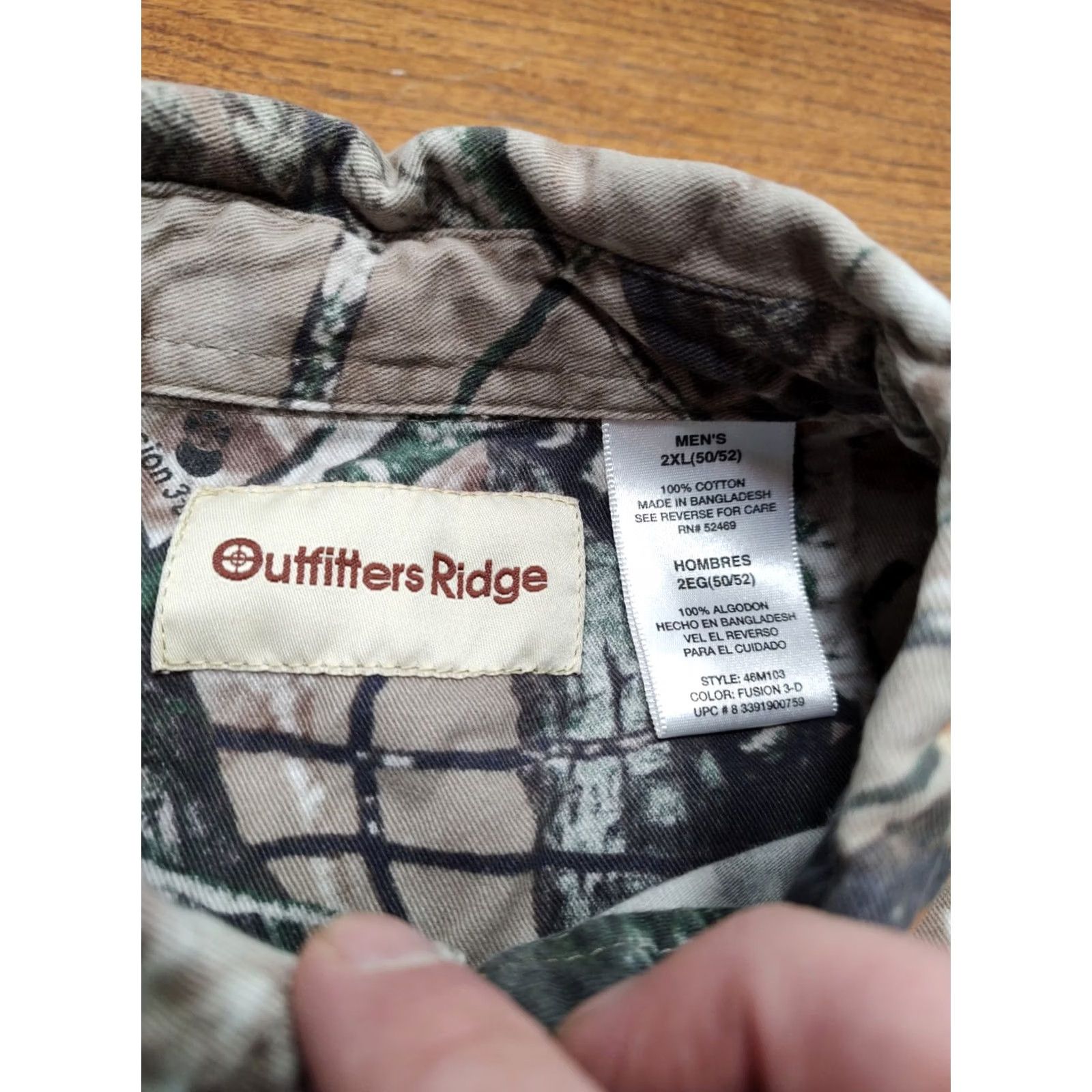 Vintage Outfitters Ridge Button-Up Shirt Mens 2XL Brown Camouflage Twill Cotton Long Sleeve Button-Down Pocketed Shirt Size US XXL / EU 58 / 5 - 4 Thumbnail