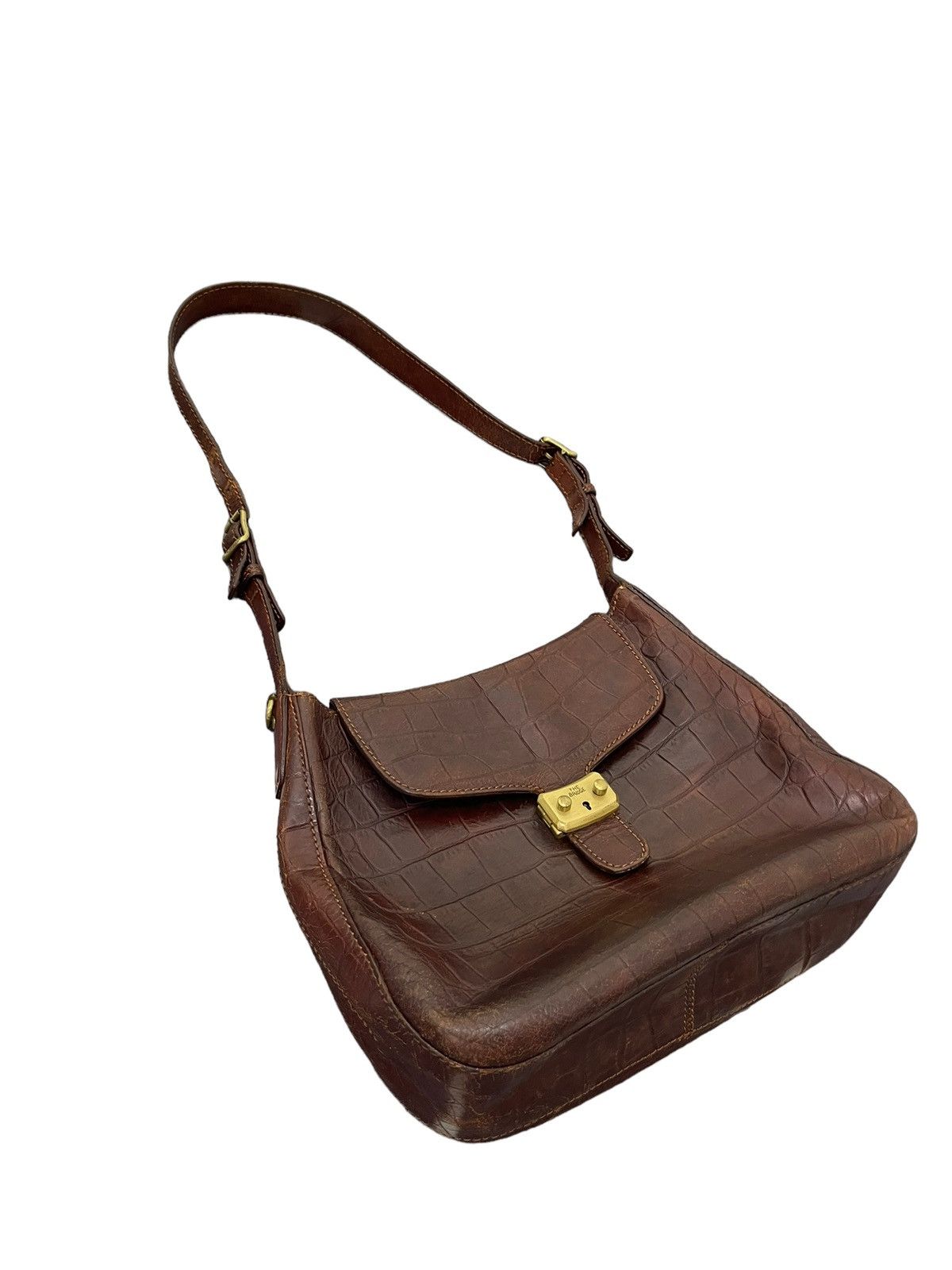 Genuine Leather Crocodile Embossed The Bridge Italy Leather Shoulder Bag Size ONE SIZE - 5 Thumbnail