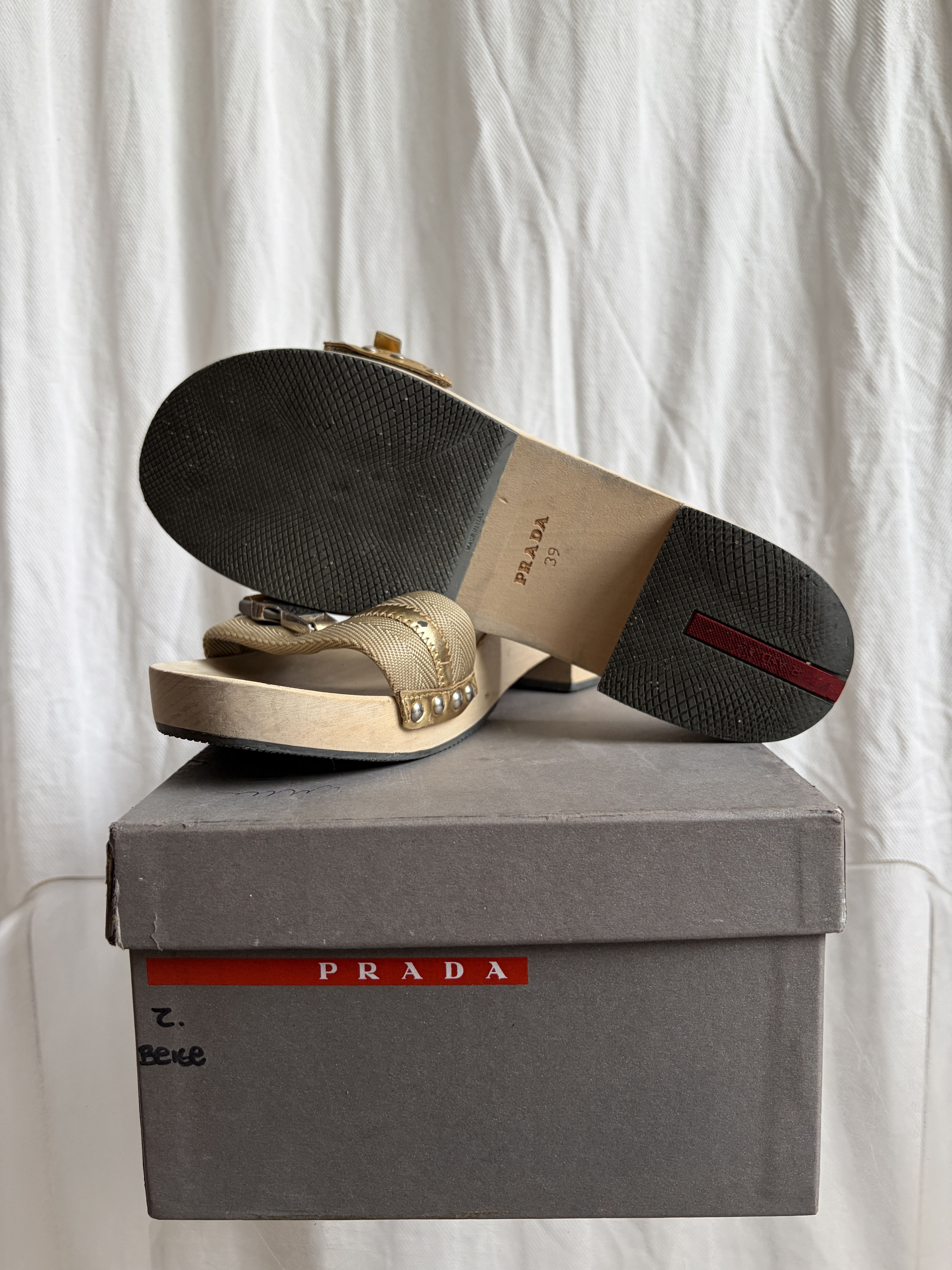 Prada Sport 2000s Wooden Sole Buckle Mules Size US 9 / IT 39 - 6 Thumbnail