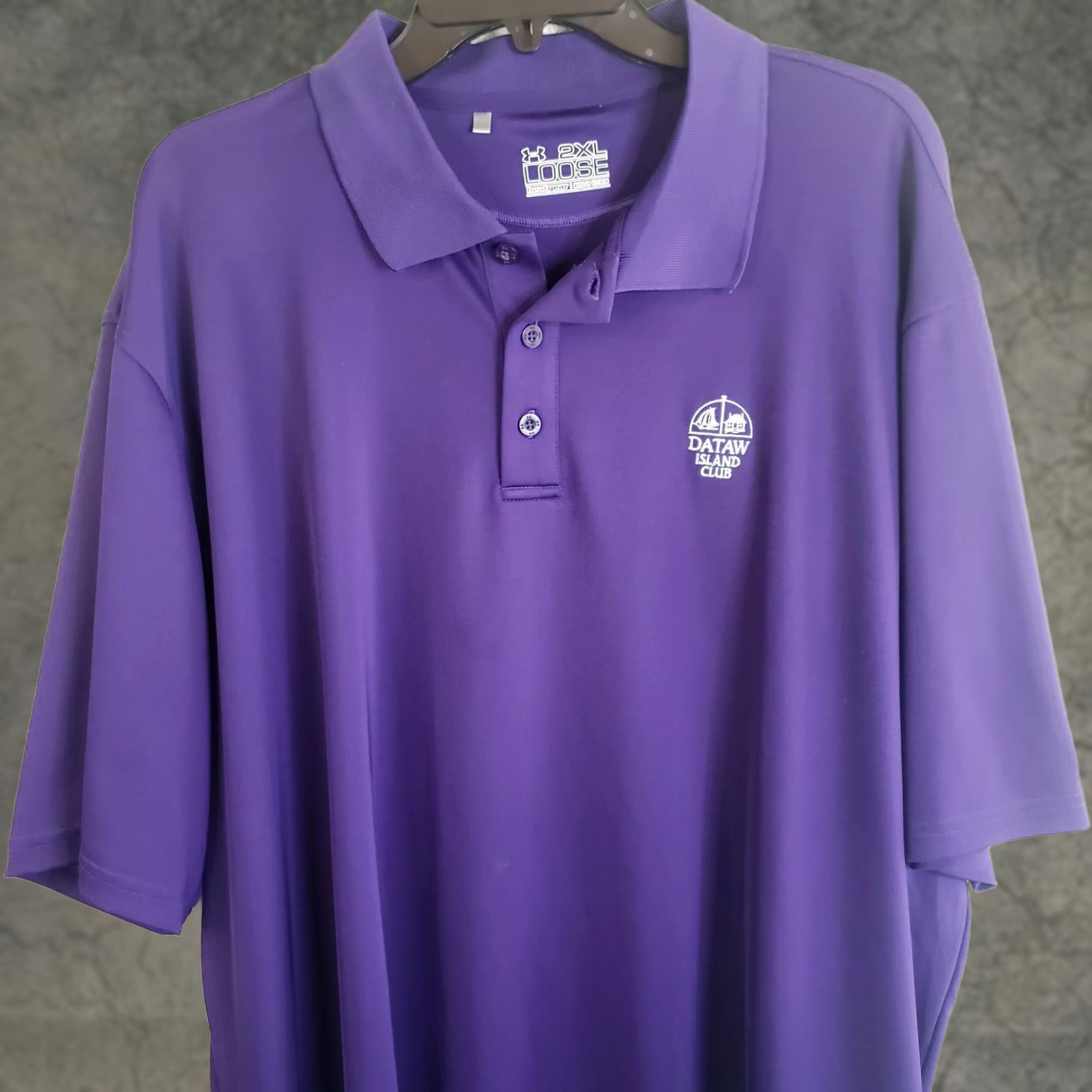 Under Armour Under Armour Mens XXL Heatgear Loose Fit Polo Shirt SSleeve Purple Dataw Island Club Golf Casual Striped Logo Size US XXL / EU 58 / 5 - 1 Thumbnail