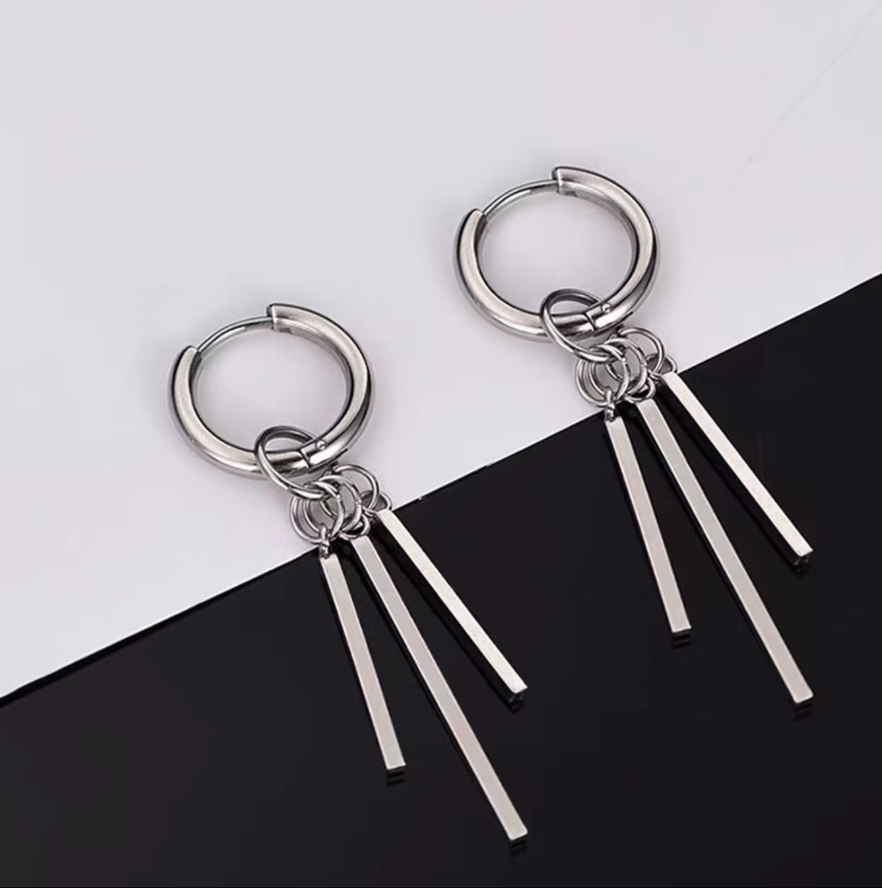 Other Metal Bar Dangle Drop Earrings for Men Women Hip Hop Style Size ONE SIZE - 3 Thumbnail