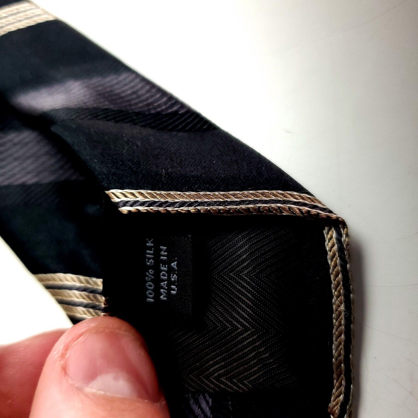 Joseph Abboud Joseph Abboud Dark Blue Silk Tie Woven Striped Size ONE SIZE - 5 Thumbnail
