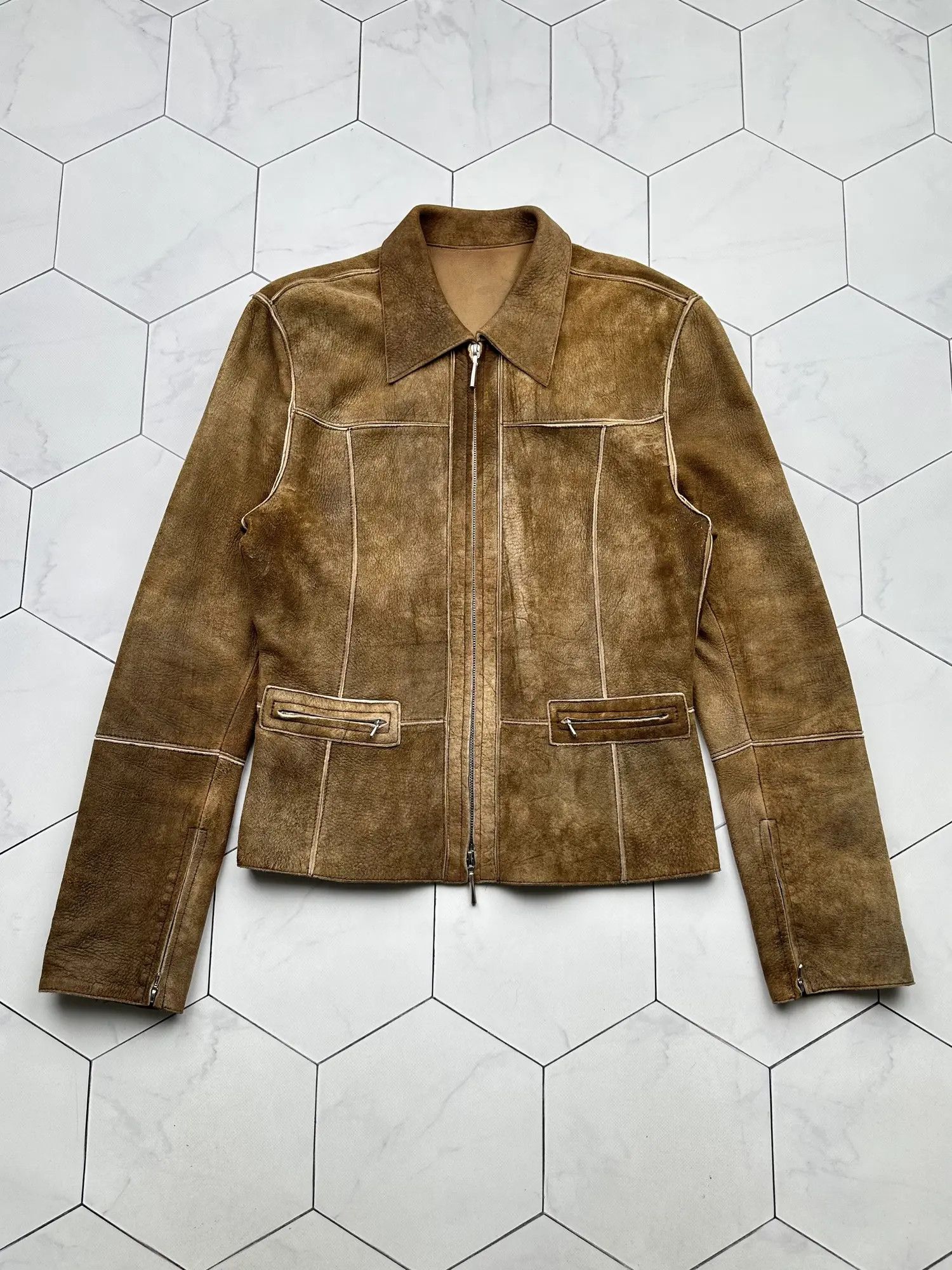 Vintage Sylvie Schimmel Faded Lamb Leather Jacket Size S / US 4 / IT 40 - 1 Thumbnail