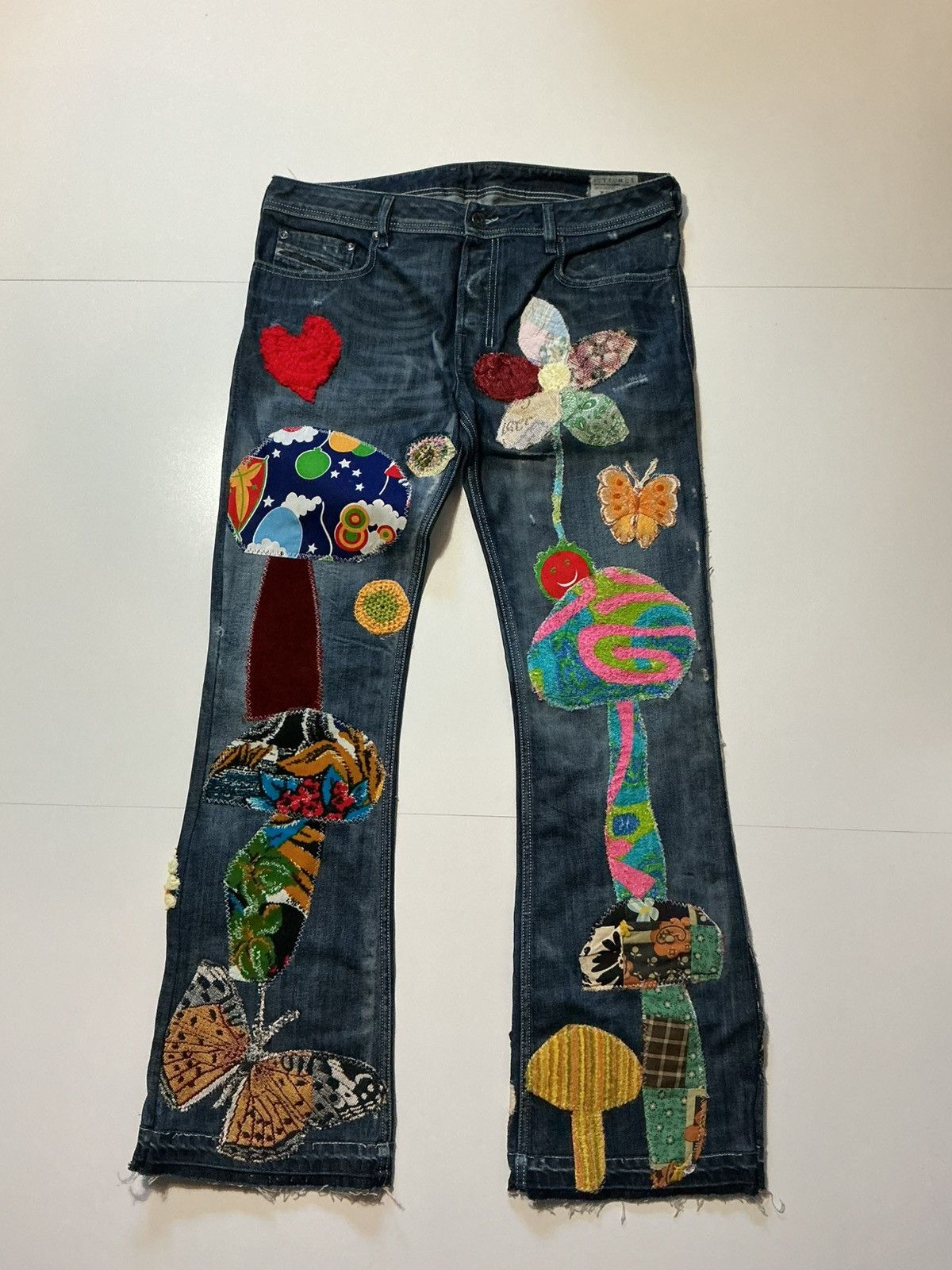 Diesel Diesel Zathan Bootcut Mushroom Shrooms Patchwork Denim Jeans Size US 36 / EU 52 - 1 Thumbnail