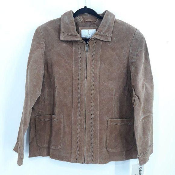 Vintage Vtg 80s JL Genuine Leather Jacket Sz 16W Brown Suede Braided Size XXL / US 16-18 / IT 52-54 - 1 Thumbnail