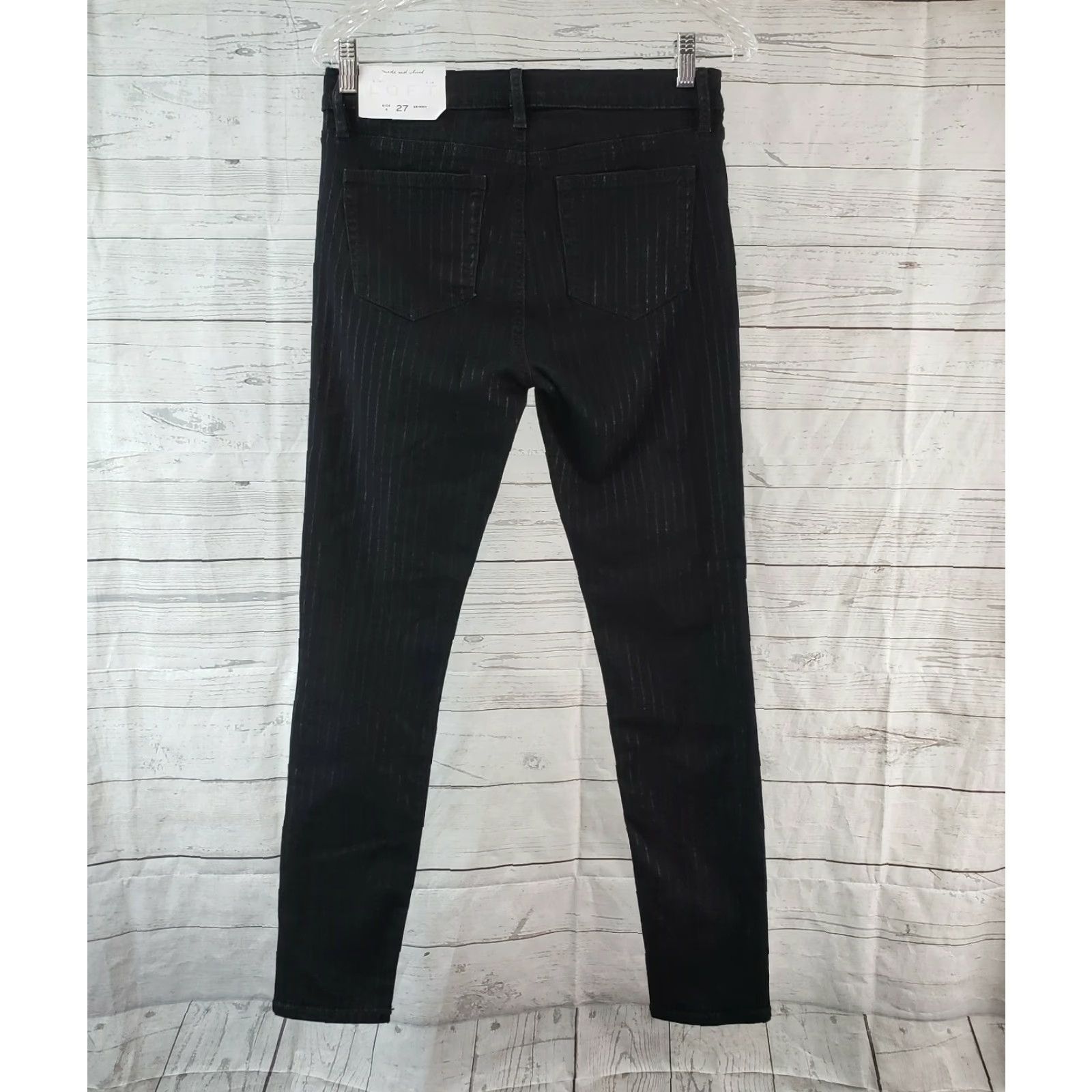 Loft LOFT Ann Taylor Womens Skinny Jeans Sz 4 Black Stripes Mid Rise Cotton Blend Size 27" / US 4 / IT 40 - 3 Thumbnail