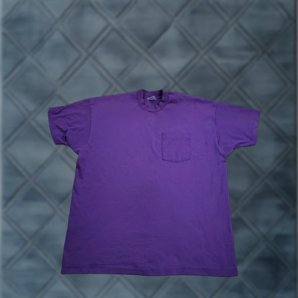 Vintage VINTAGE 90s BVD T Shirt 2XL Mens Purple Pocket Blank Single Stitch USA Made Size US XXL / EU 58 / 5 - 1 Thumbnail