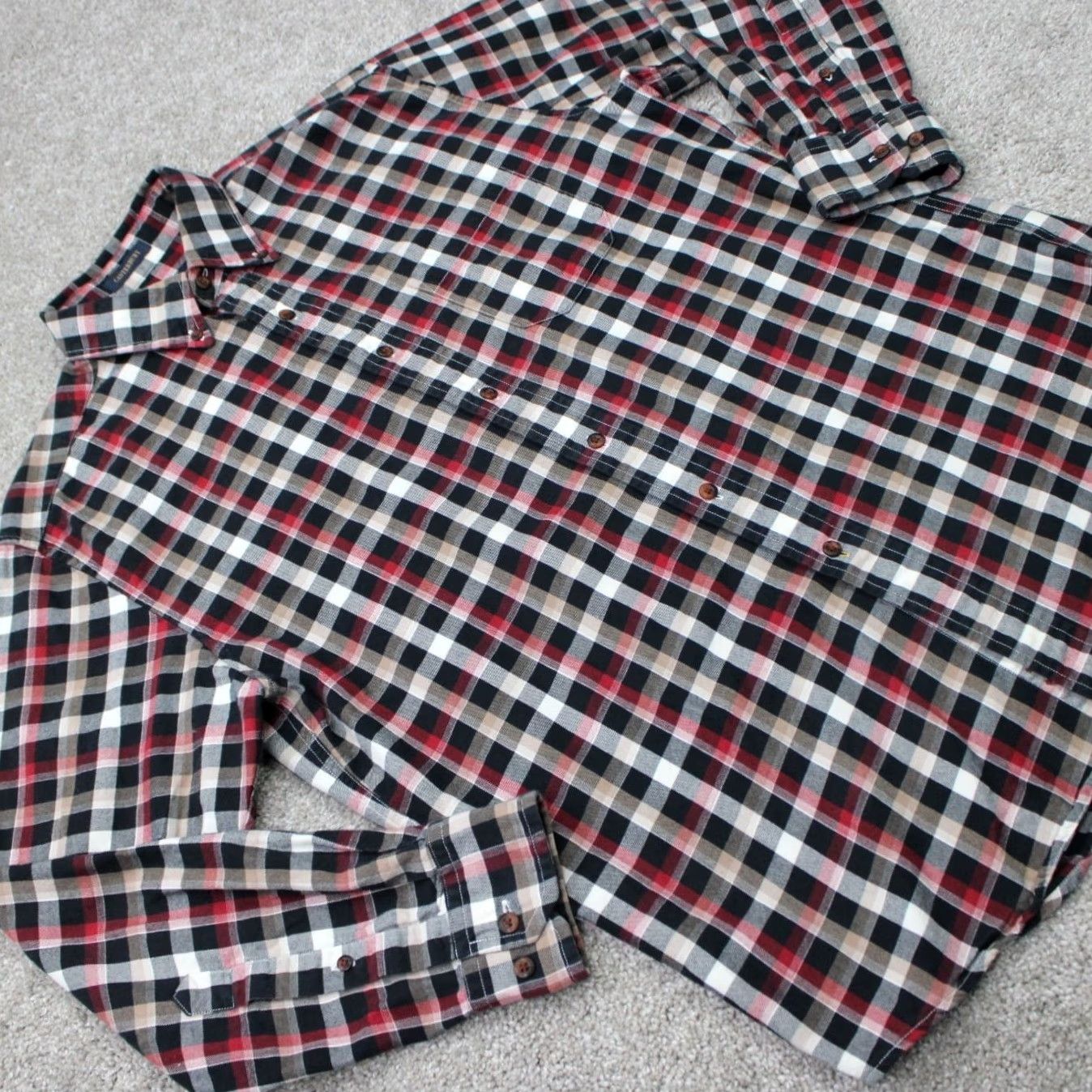 Pendleton Pendleton Shirt Mens Medium Red/Black Plaid Button-Down Wool/Cotton Long Sleeve Button-Up Size US M / EU 48-50 / 2 - 7 Thumbnail
