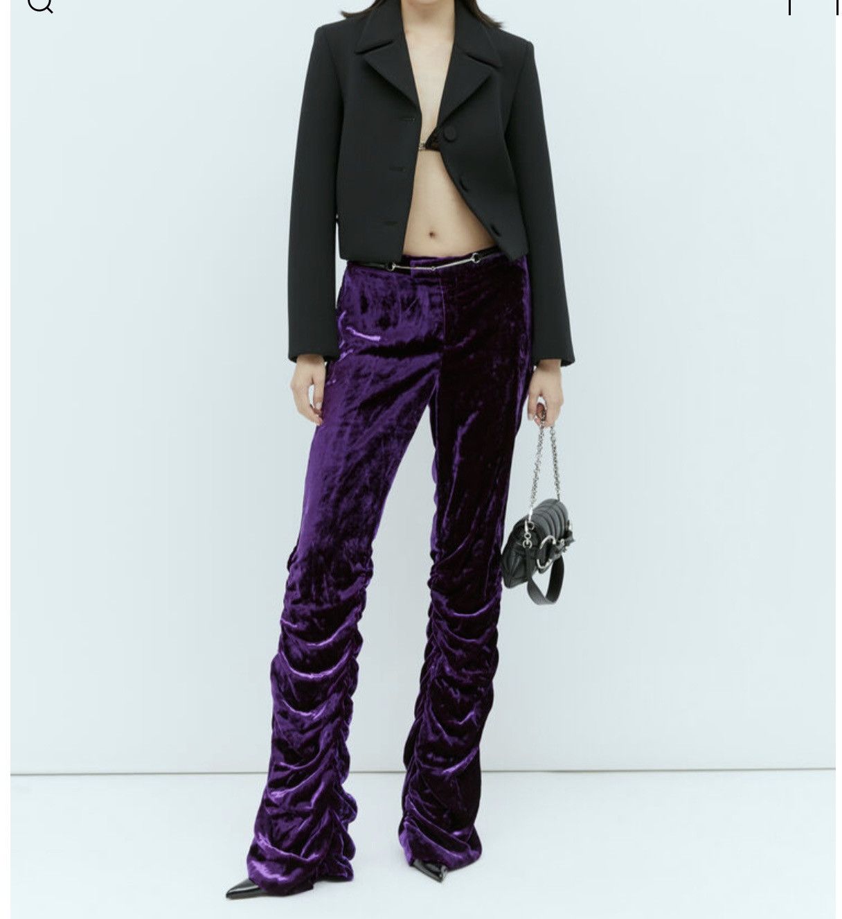 Gucci New Gucci violet velvet flared pants, size L Size 30" / US 8 / IT 44 - 1 Thumbnail