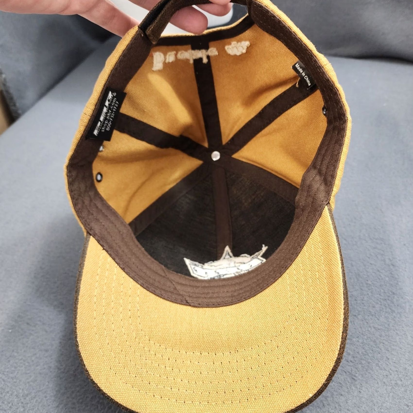 Vintage PBR Hat Cap Tan Brown Strapback Rodeo Western Buckle Up Baseball Cap Mens One Size Tan Buckle Up Size ONE SIZE - 6 Thumbnail
