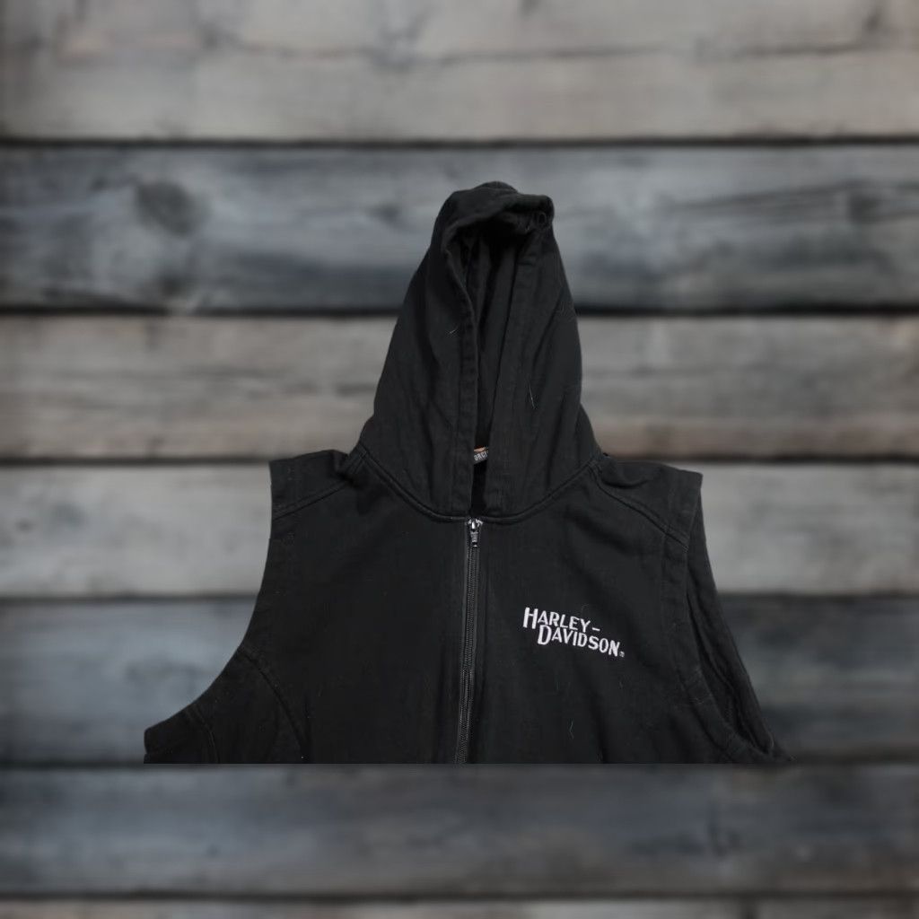 Harley Davidson Harley-Davidson Sweatshirt Women's Full Zip Hooded Fleece Black 1W Military Motorcycle Graphic Print 1W Womens Mens Size XS / US 0-2 / IT 36-38 - 1 Thumbnail