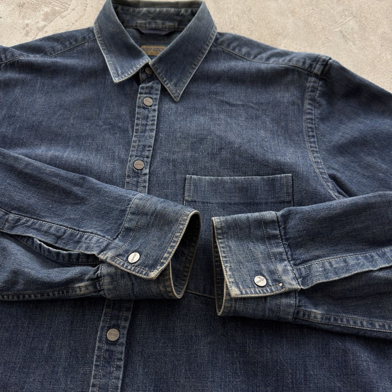 Kenzo Vintage Kenzo Homme Vintage Denim Shirt Blue Indigo Archive Size US M / EU 48-50 / 2 - 4 Thumbnail