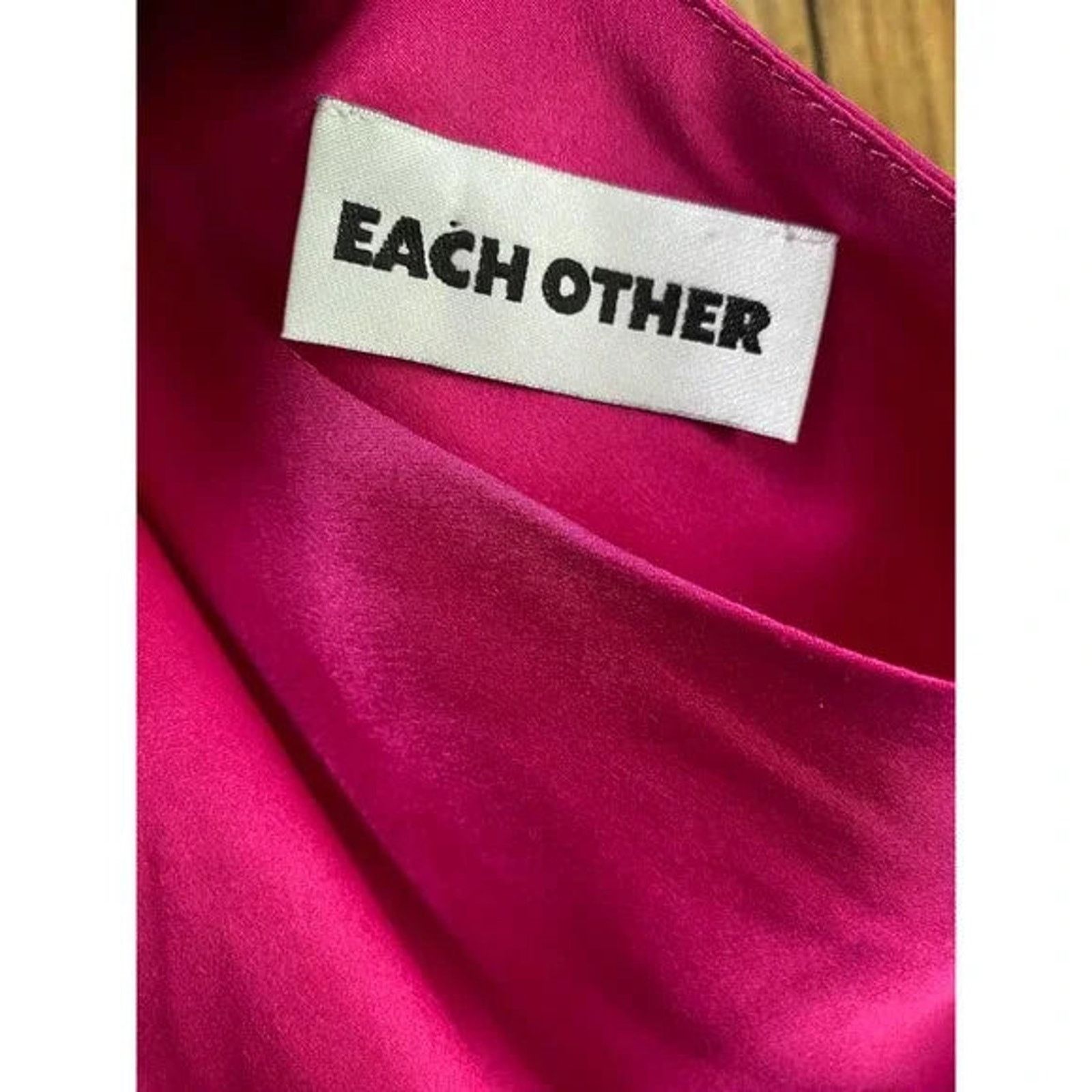 EACH x OTHER EACH X OTHER Silk Pink Satin One-Shoulder A-line Dress Sz L Size L / US 10 / IT 46 - 6 Thumbnail