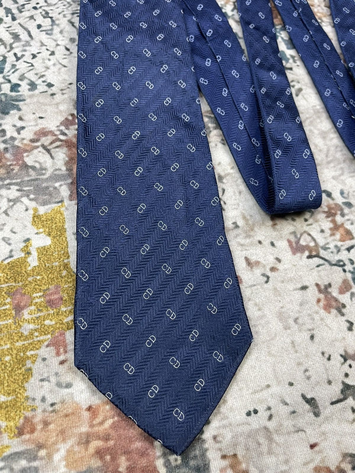 Dior Dior Fullprint Monogram Harringbone Silk Tie Size ONE SIZE - 2 Thumbnail