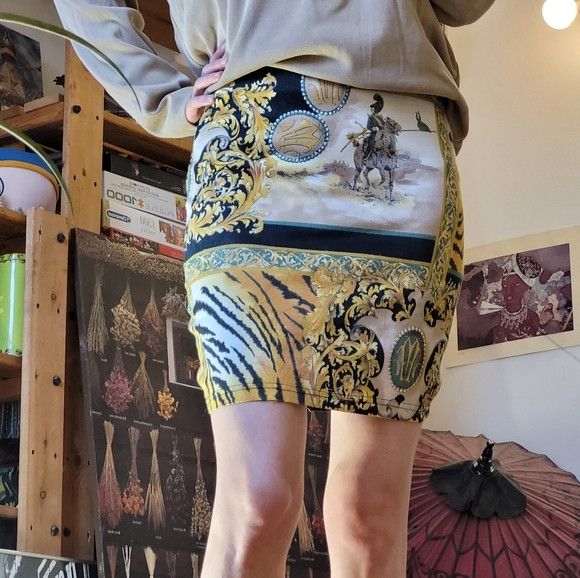 Other Unique Vintage barocco mini skirt with tiger print - Eu 40 Size 28" / US 6 / IT 42 - 5 Thumbnail