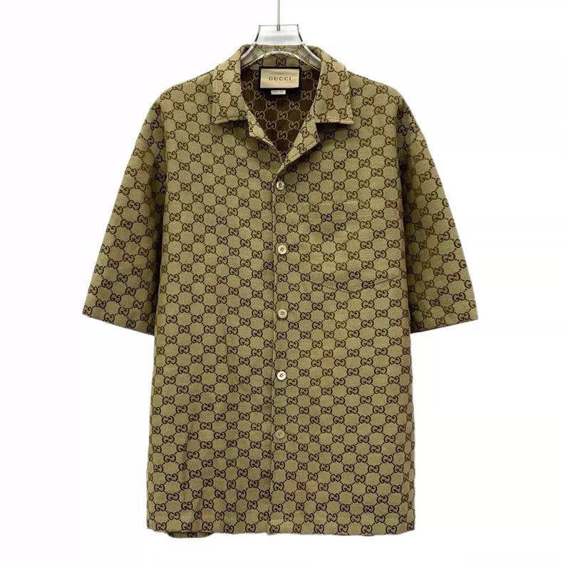 Gucci Brown logo jacquad full-print linen lapel single-brea