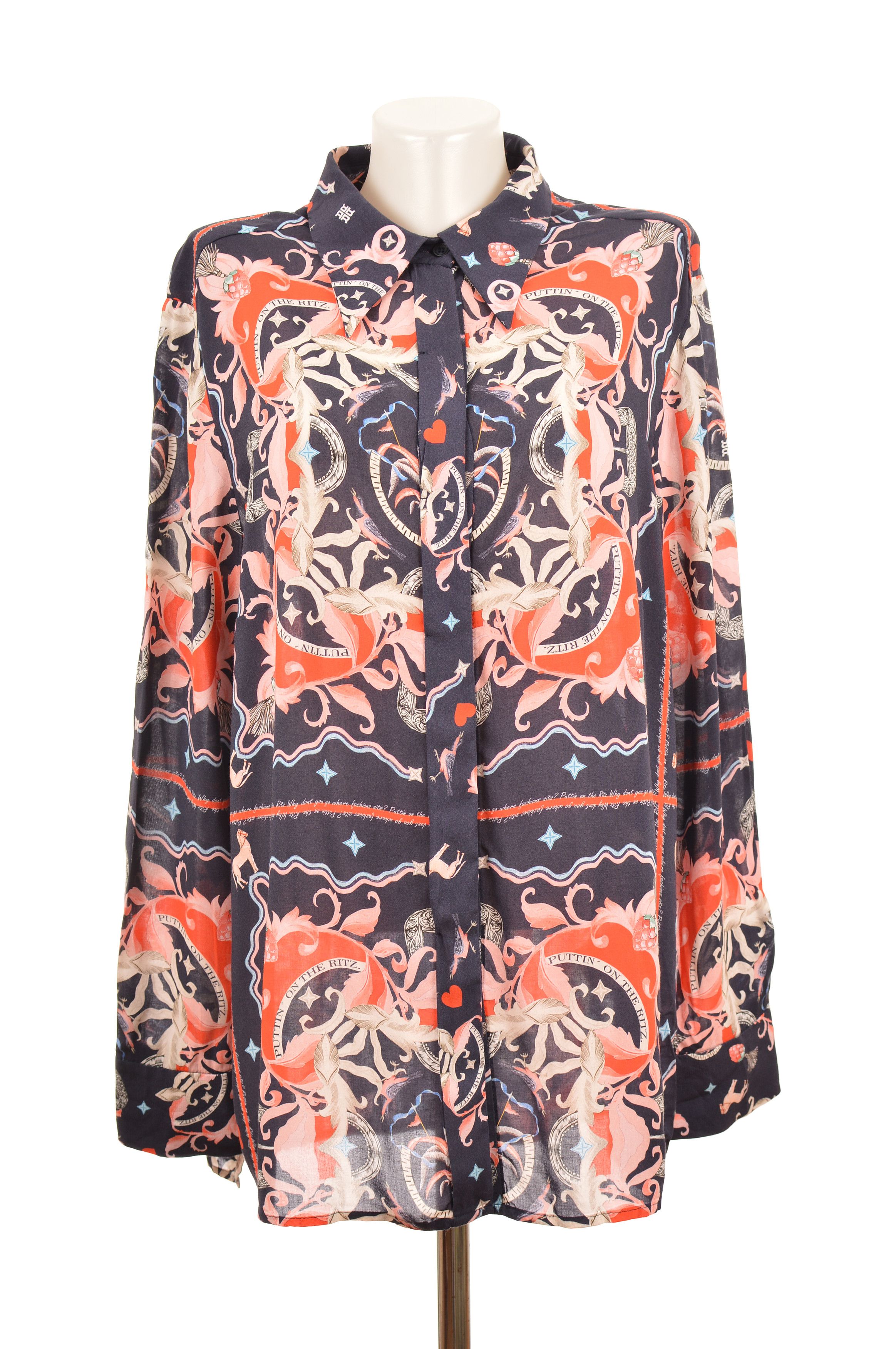Designer Riani Puttin on the Ritz Print Viscose Button Shirt Size XL / US 12-14 / IT 48-50 - 1 Thumbnail