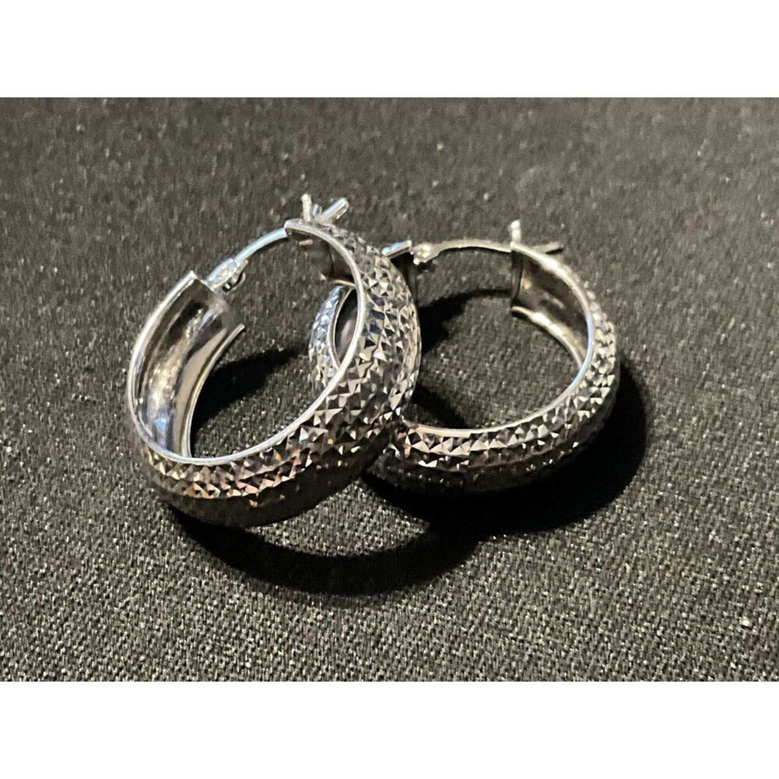 Other 925 Textured Pierced Hoops Very Light Weight Size ONE SIZE - 1 Thumbnail