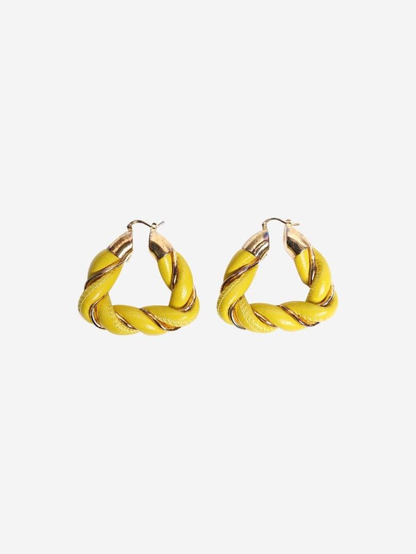 Bottega Veneta Green leather twist hoop earrings Size ONE SIZE - 1 Thumbnail