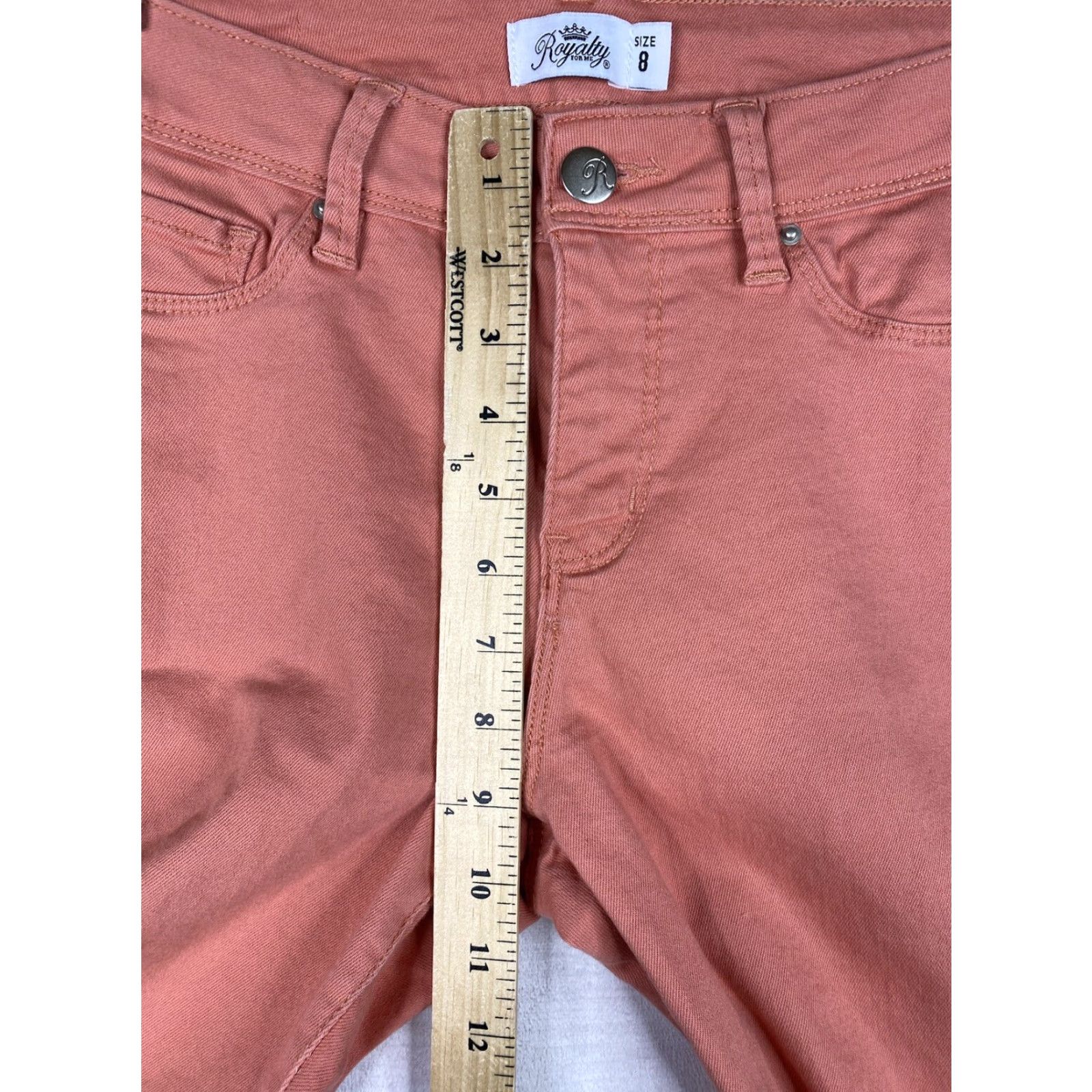 Denime Royalty Wannabettabutt Jeans Womens 8 Orange Denim Mid Rise Tapered Leg 5-Pocket Stretch Cotton Blend Slim Comfort Crop Ankle Size 30" / US 8 / IT 44 - 5 Thumbnail
