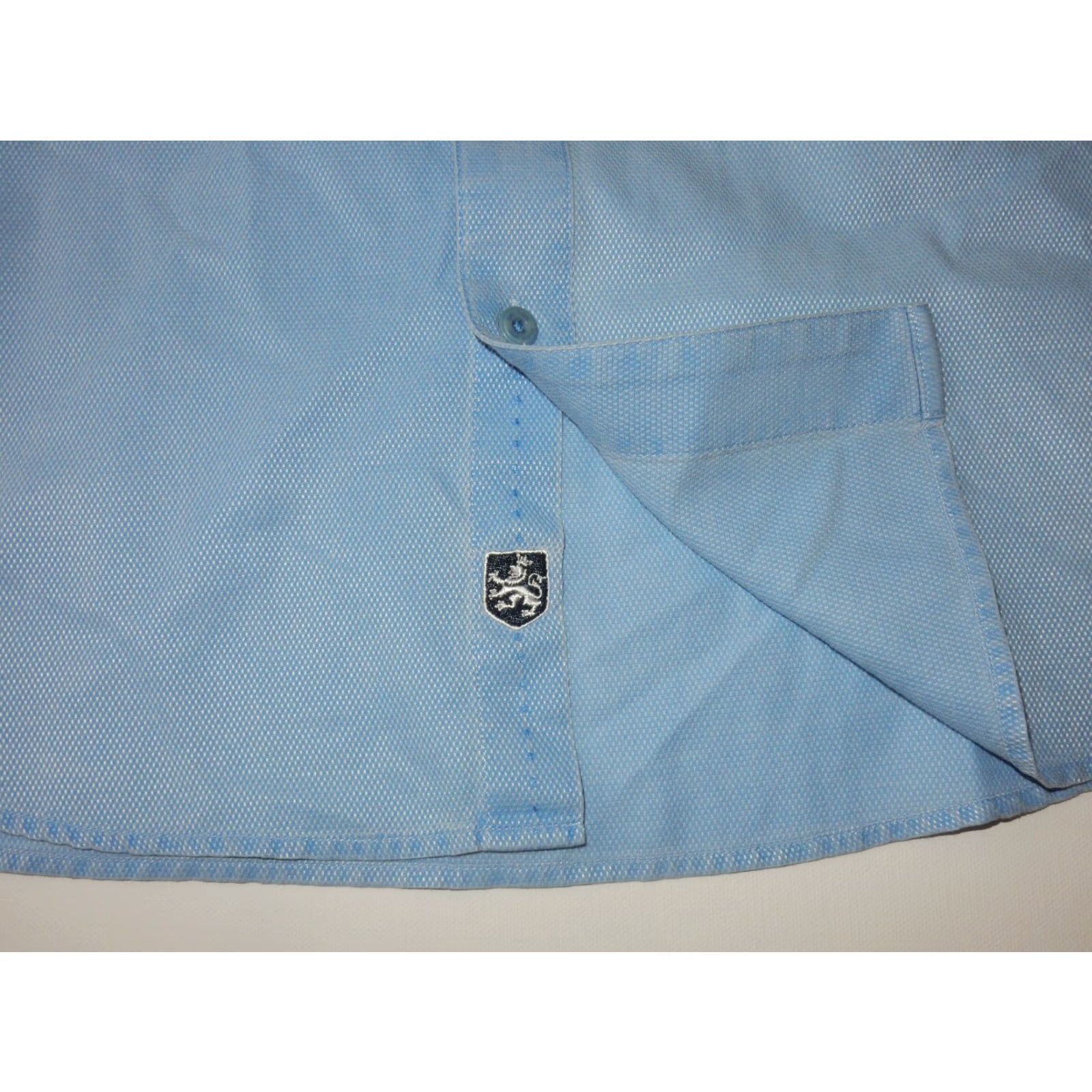 Nat Nast Nat Nast Men's Button-Up Shirt Silk Blend Short Sleeve Size M Blue Solid Shirt Mens Silk Blend Button-Up Size US XL / EU 56 / 4 - 2 Thumbnail