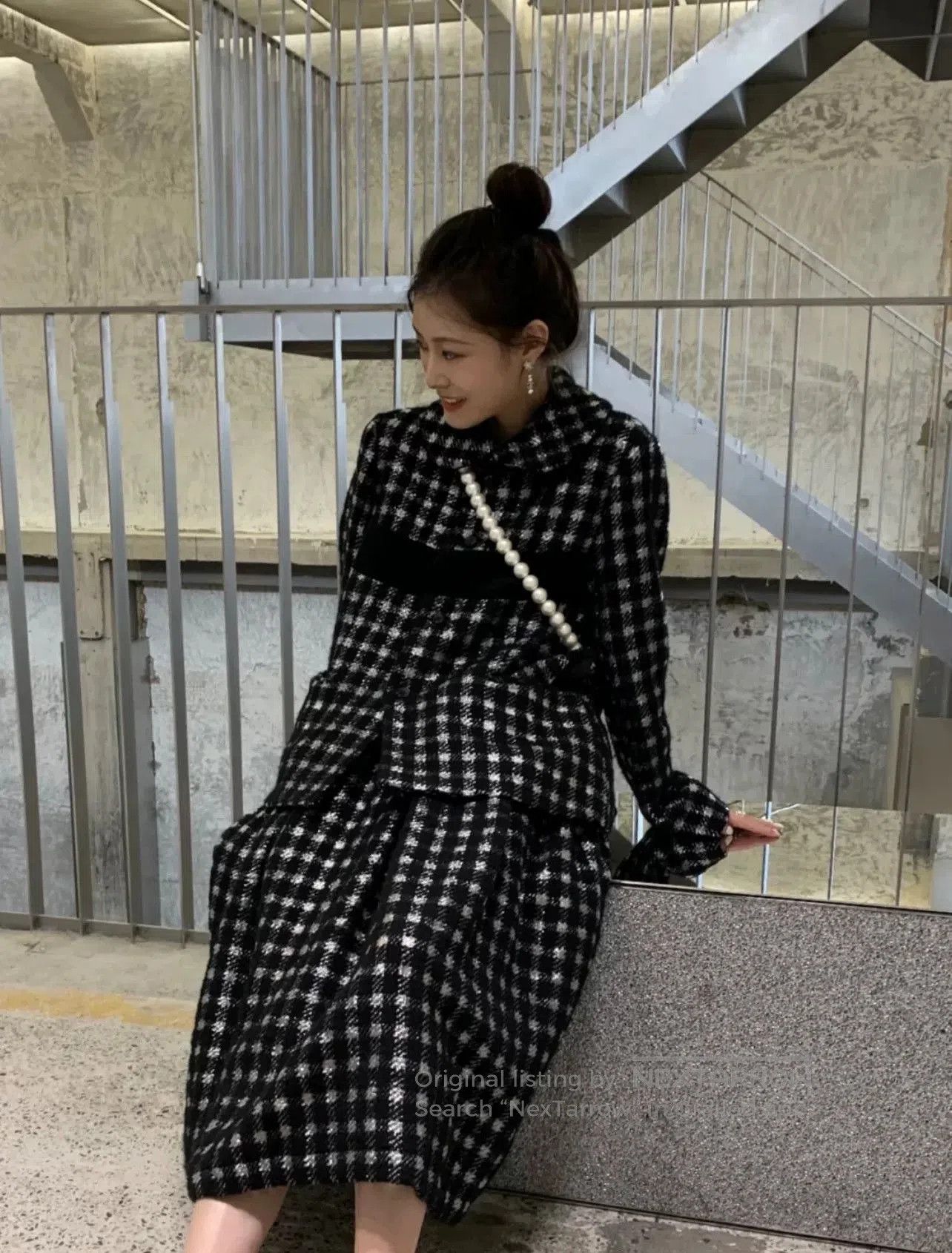CDG by Comme des Garcons Black and White Plaid Wool Coat. Size XS / US 0-2 / IT 36-38 - 4 Thumbnail