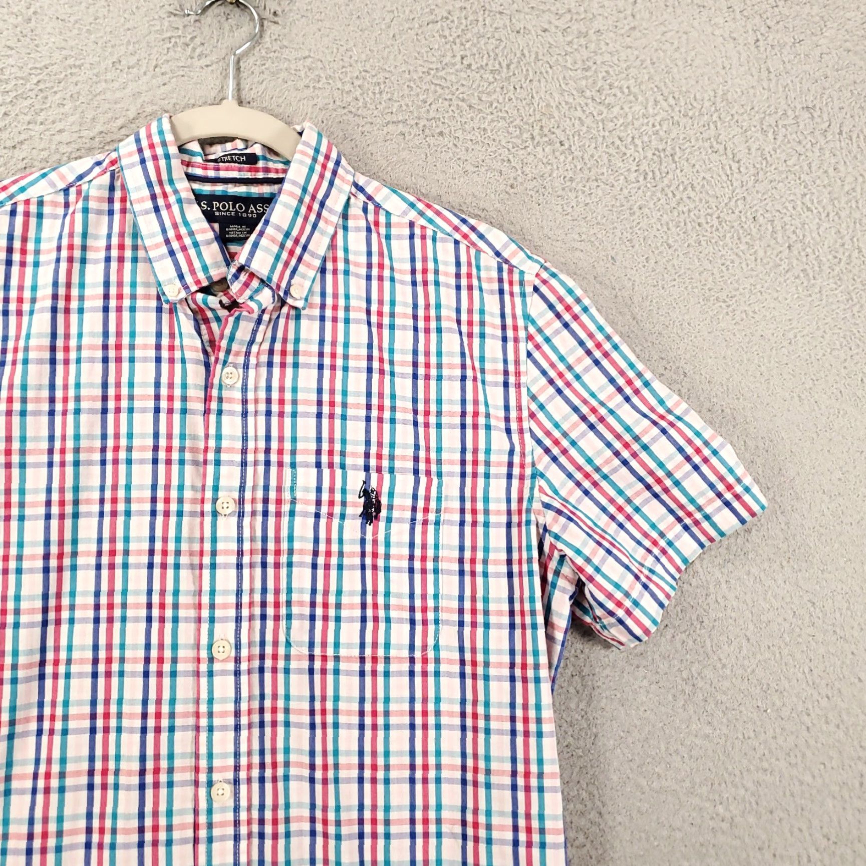 Vintage US Polo Assn Shirt Mens Small Red Blue White Plaid Button Up Stretch Size US S / EU 44-46 / 1 - 7 Thumbnail