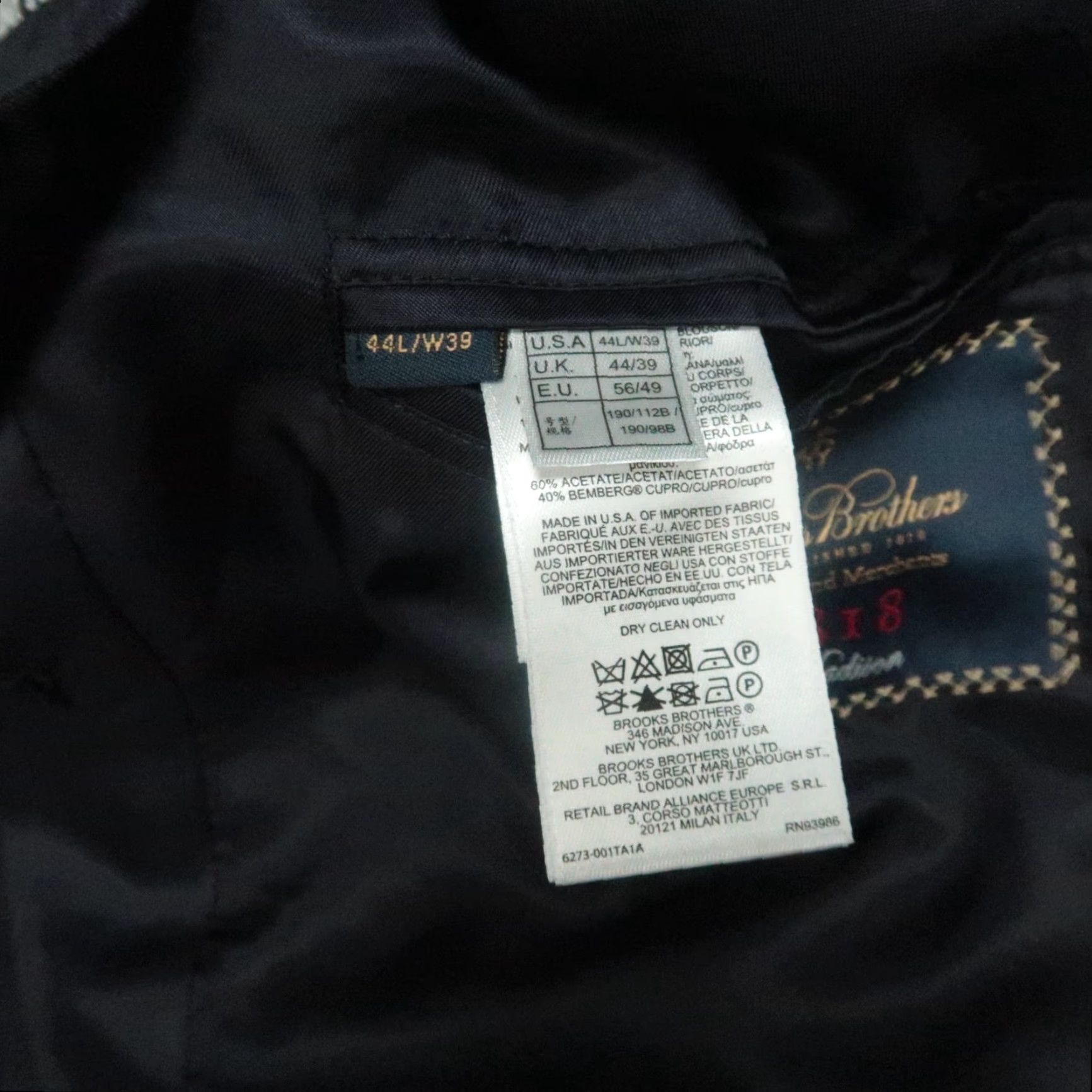 Brooks Brothers Brooks Brothers Blazer Men 44L Wool Blue 1818 Madison Estrato Single-Breasted Two-Button Notch Lapel Jacket Premium Suit Coat 2 Piece Regular Size 44R - 6 Thumbnail