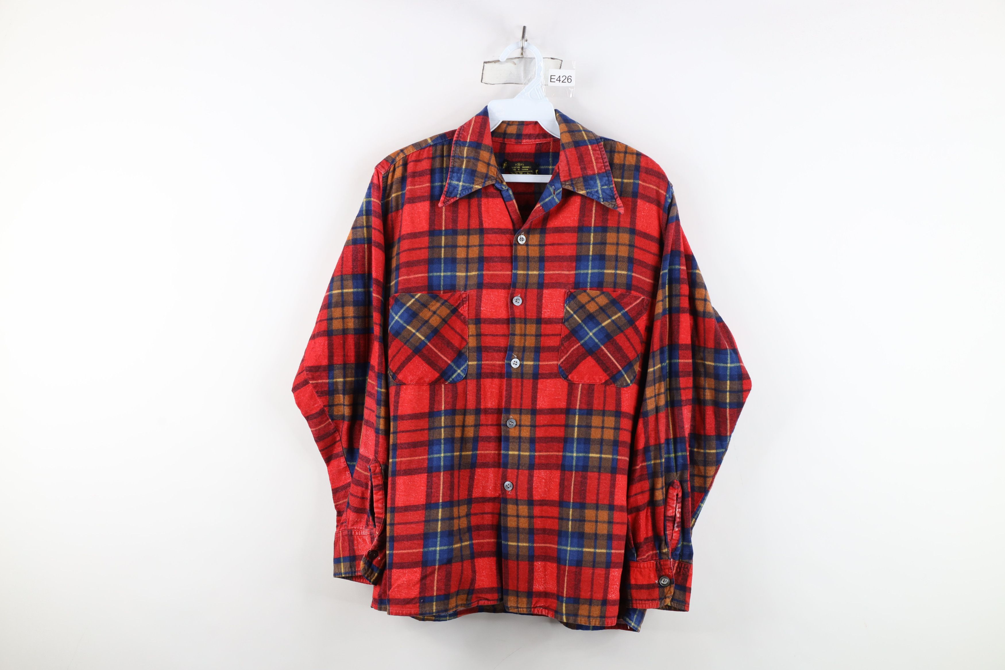 Vintage Vintage 60s 70s Streetwear Collared Button Shirt Plaid Size US S / EU 44-46 / 1 - 1 Thumbnail