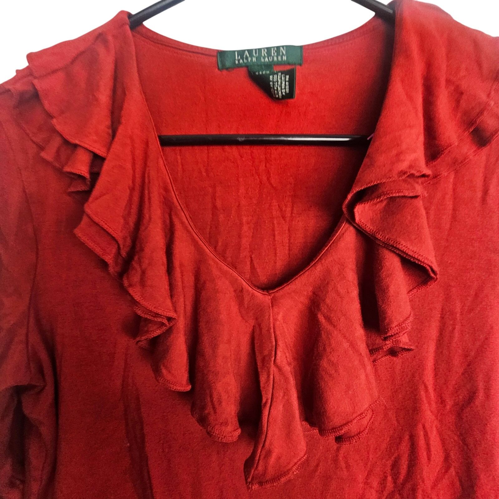 Lauren Ralph Lauren Lauren Ralph Lauren Ruffle Neck Blouse M Stretch Classic Size M / US 6-8 / IT 42-44 - 3 Thumbnail