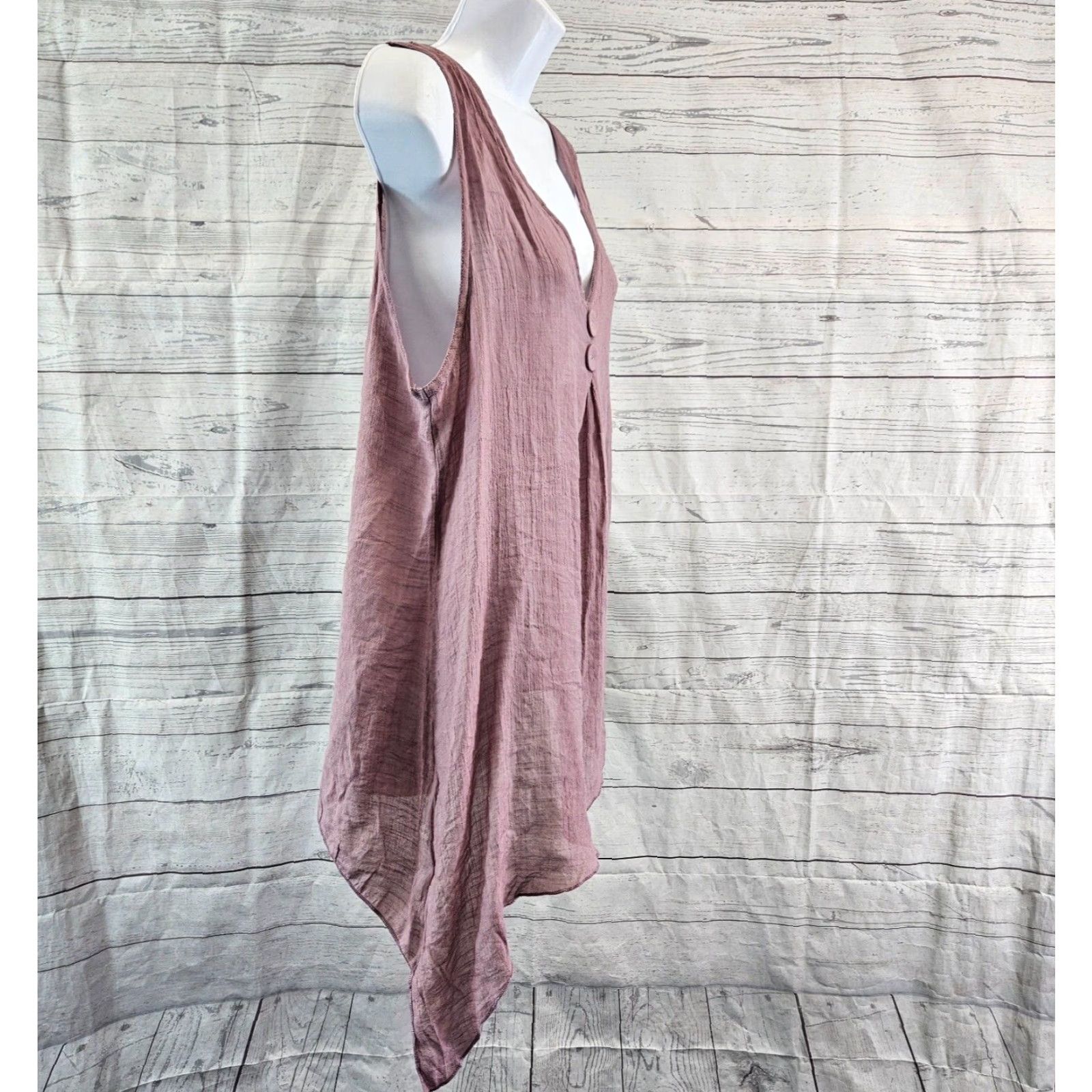 Vintage Pretty Angel Womens Tank Top M Purple V-Neck Silk Blend Asymmetrical Hem Shirt Ladies 90s? Size M / US 6-8 / IT 42-44 - 3 Thumbnail
