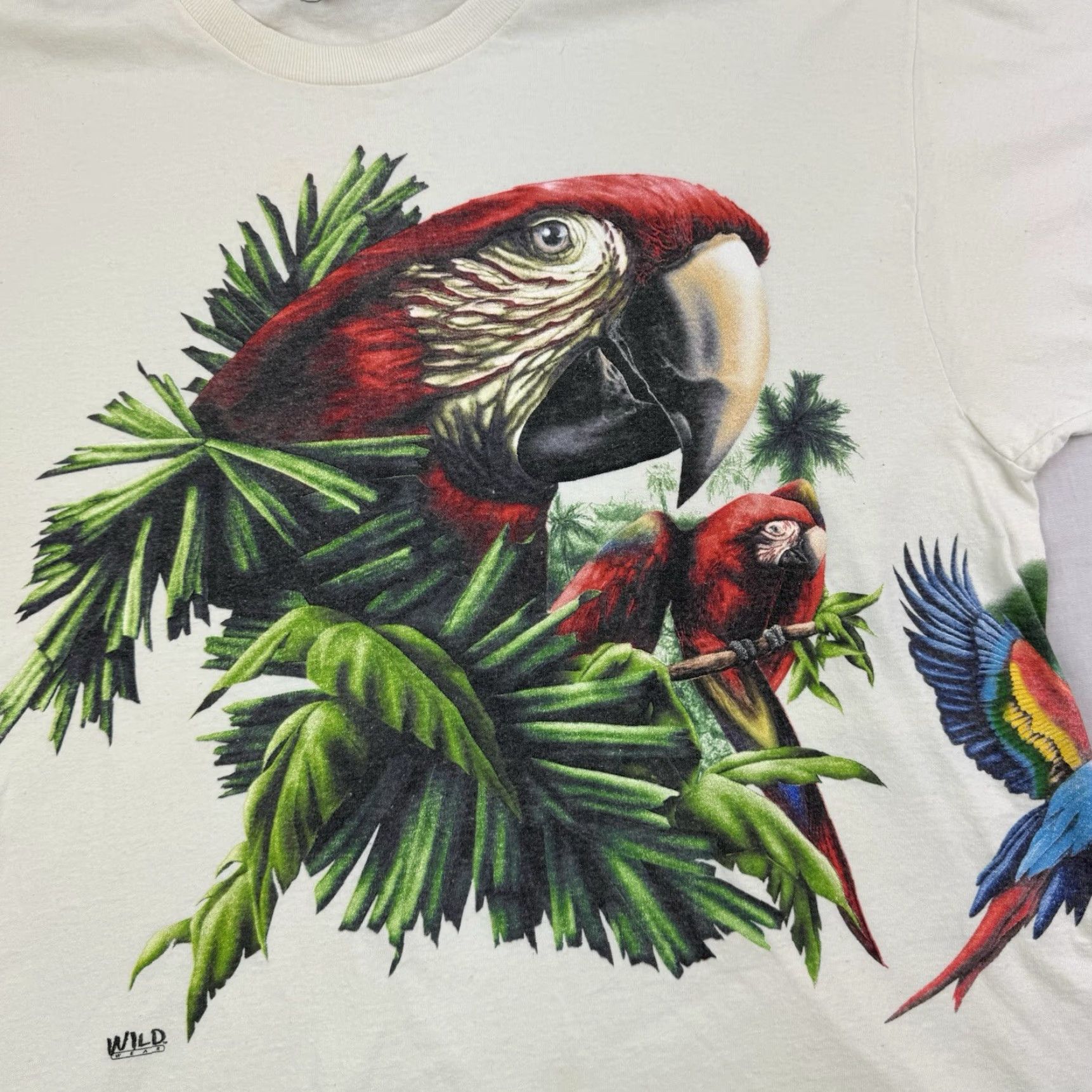 Vintage VINTAGE Wild Wear Parrot T-Shirt Men XL White All Over Print 90s Nature Animal Wildlife Size US XL / EU 56 / 4 - 2 Thumbnail