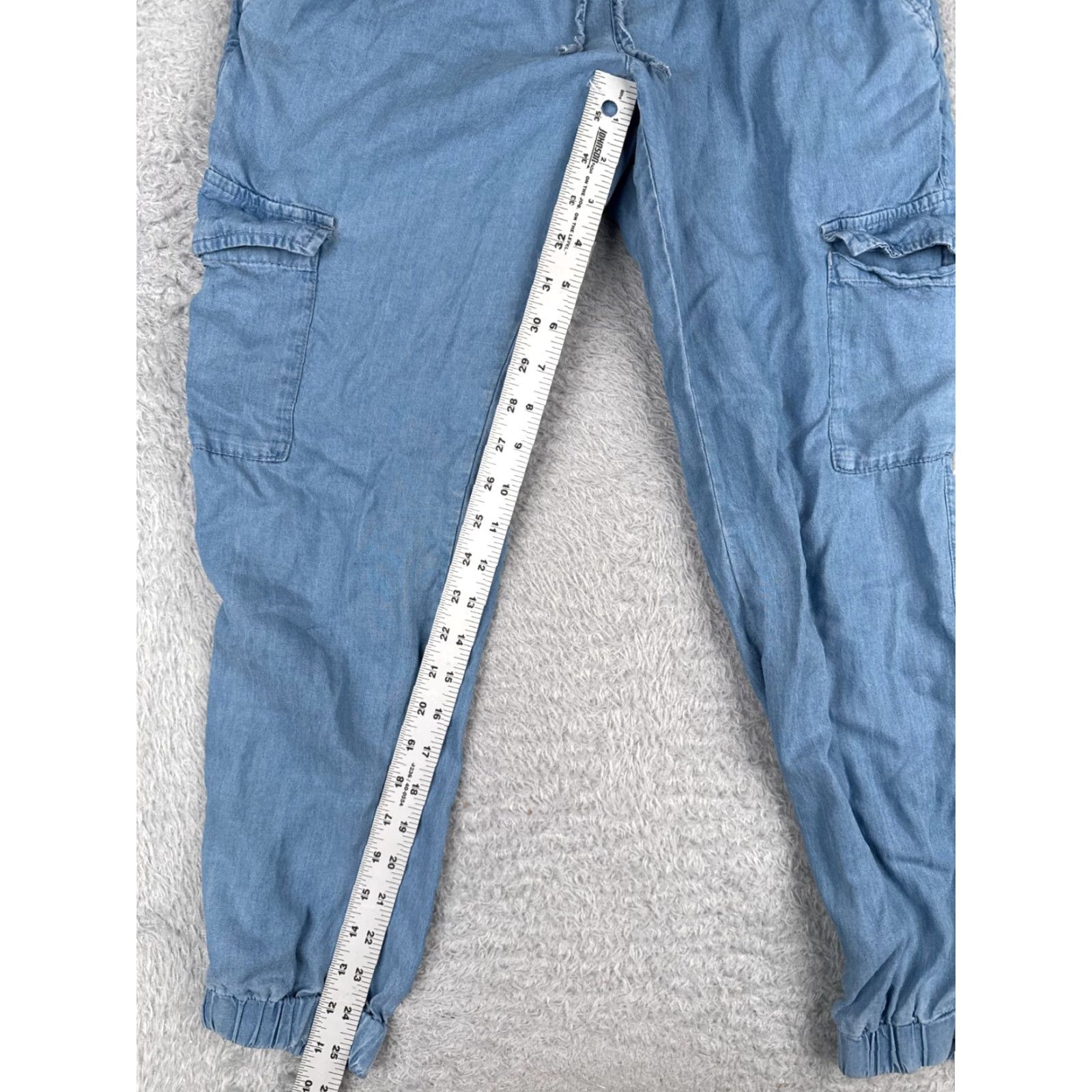 Vintage Love Tree Pants Women Small Blue Tapered Cargo Jogger Elastic Tencel 28x25 Size 28" / US 6 / IT 42 - 5 Thumbnail