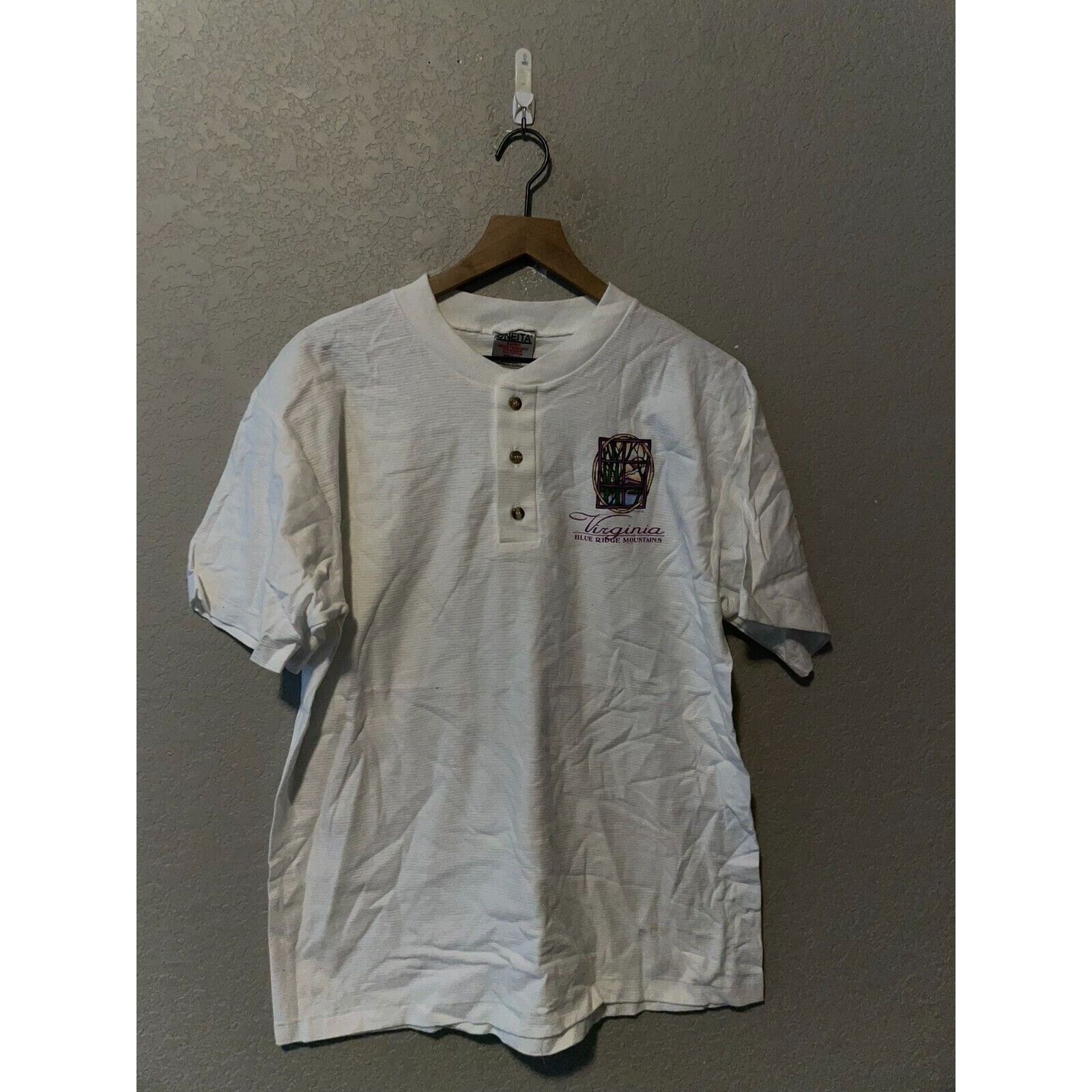 Vintage 90s Virginia Blue Ridge Mountains 1/4 Button White Shirt Size US L / EU 52-54 / 3 - 1 Thumbnail