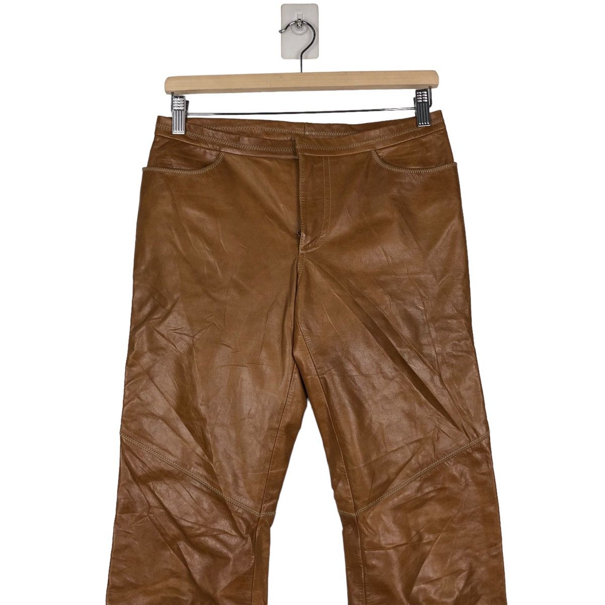 Genuine Leather 🔥Bow Cut Design Genuine Leather Biker Pants Gap Size US 28 / EU 44 - 4 Thumbnail