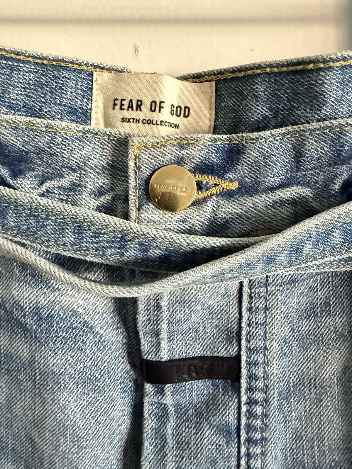 Designer × Fear of God NEW FOG 6th collection blue ripped distressed STRAIGHT JEANS Size US 32 / EU 48 - 5 Thumbnail
