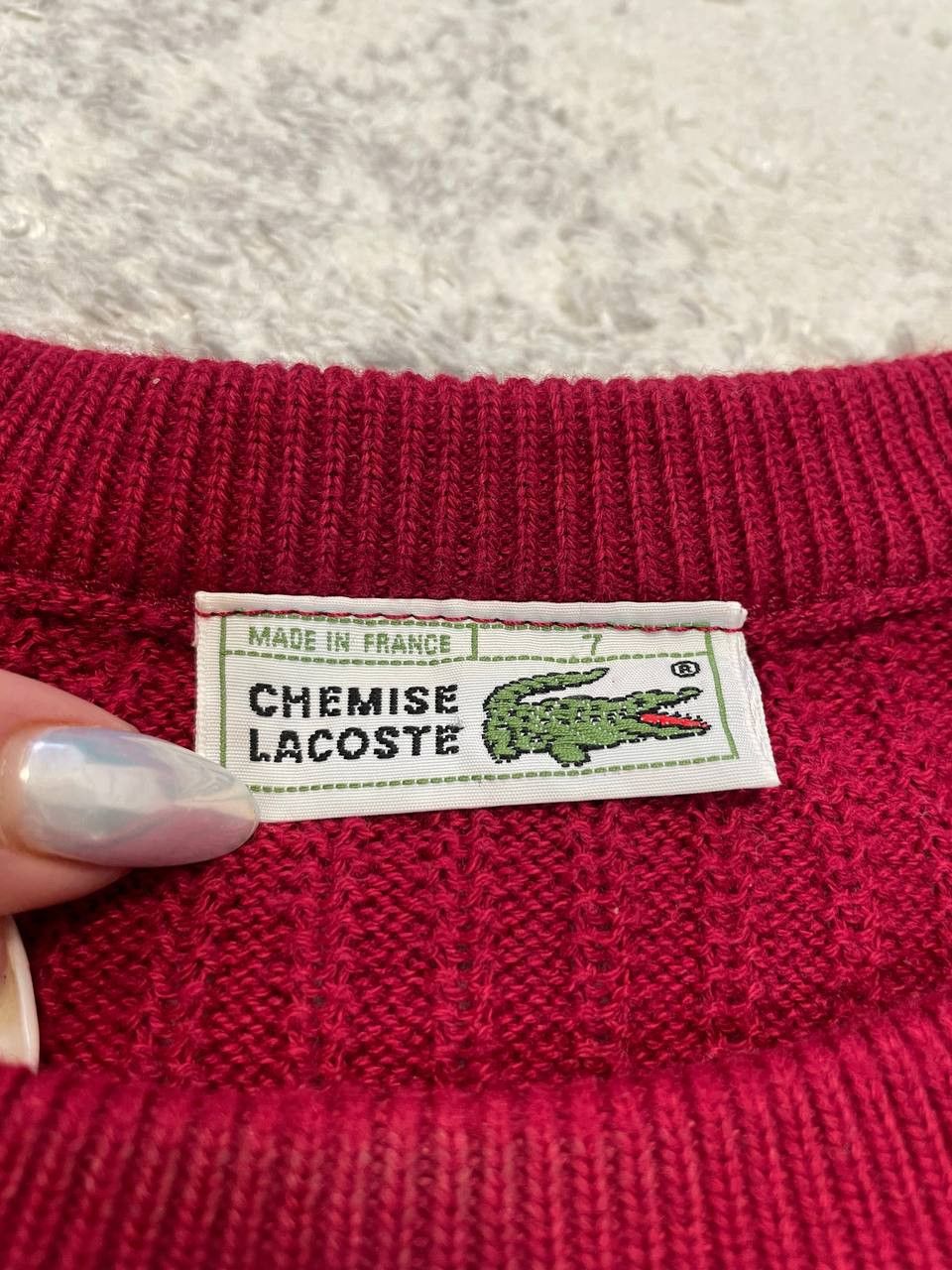 Lacoste Vintage Lacoste Cotton/Acrylic Sweater France Burgundy Size US L / EU 52-54 / 3 - 11 Thumbnail