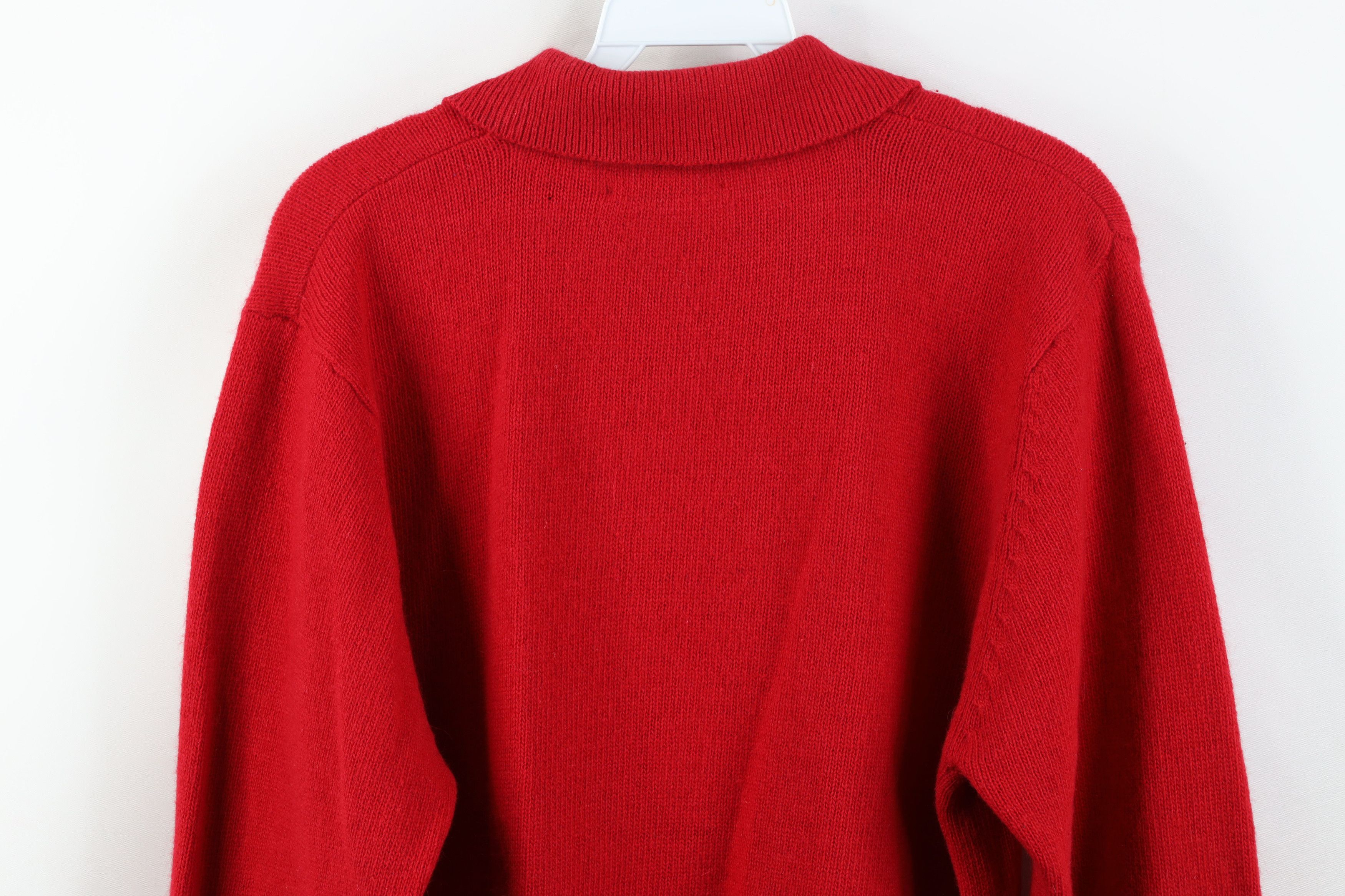 Vintage Vintage 90s Streetwear Lambswool Knit Collared Sweater Red Size L / US 10 / IT 46 - 12 Thumbnail