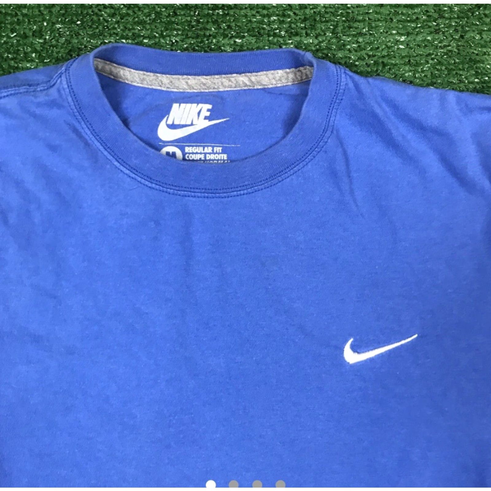 Nike Nike Shirt Mens M Blue White Logo Embroidered Swoosh Check Workout Tshirt Size US M / EU 48-50 / 2 - 2 Thumbnail