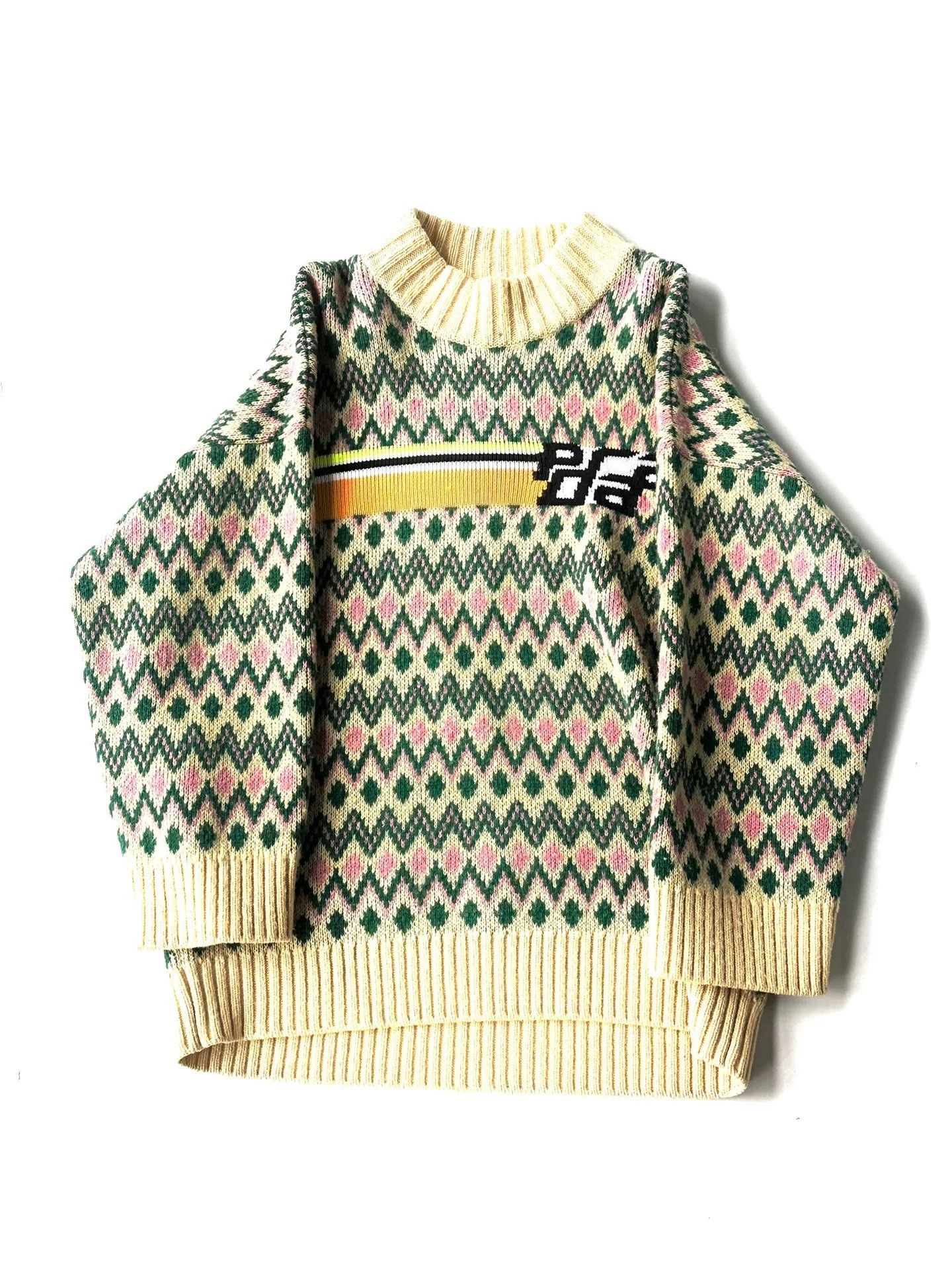 Prada Prada Yellow-Green Striped Logo Sweater Size US XXS / EU 40 - 1 Thumbnail