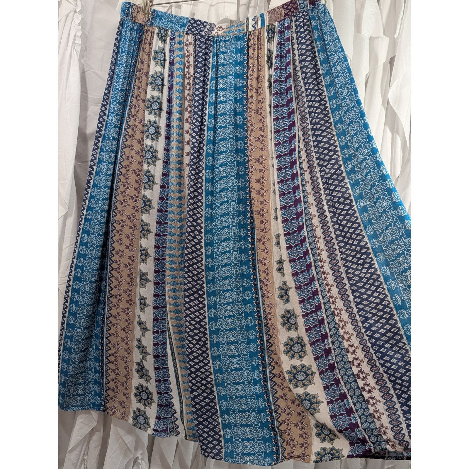 Other Vintage Anthony Richards Boho XL Rayon Maxi Skirt Blue Size 38" / US 16 / IT 52 - 6 Thumbnail