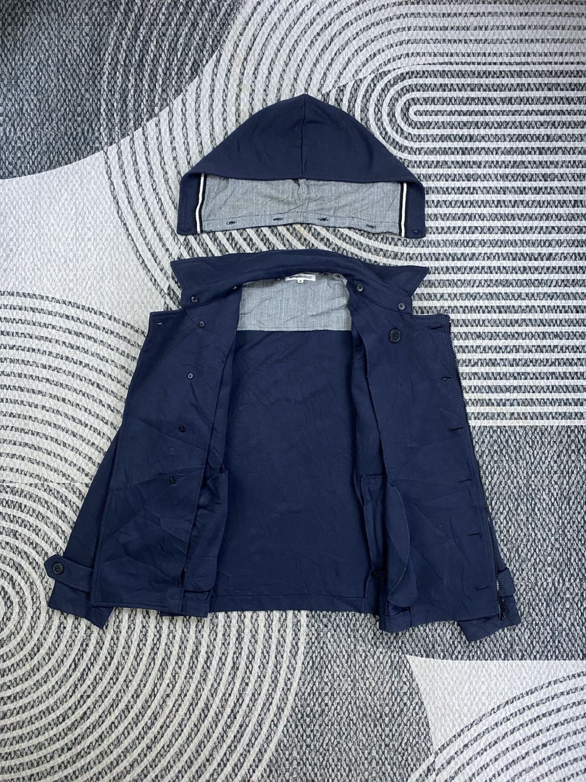 semanticdesign Vtg Semantic Design Navy Blue Hooded Peacoat Jacket Size US S / EU 44-46 / 1 - 6 Thumbnail