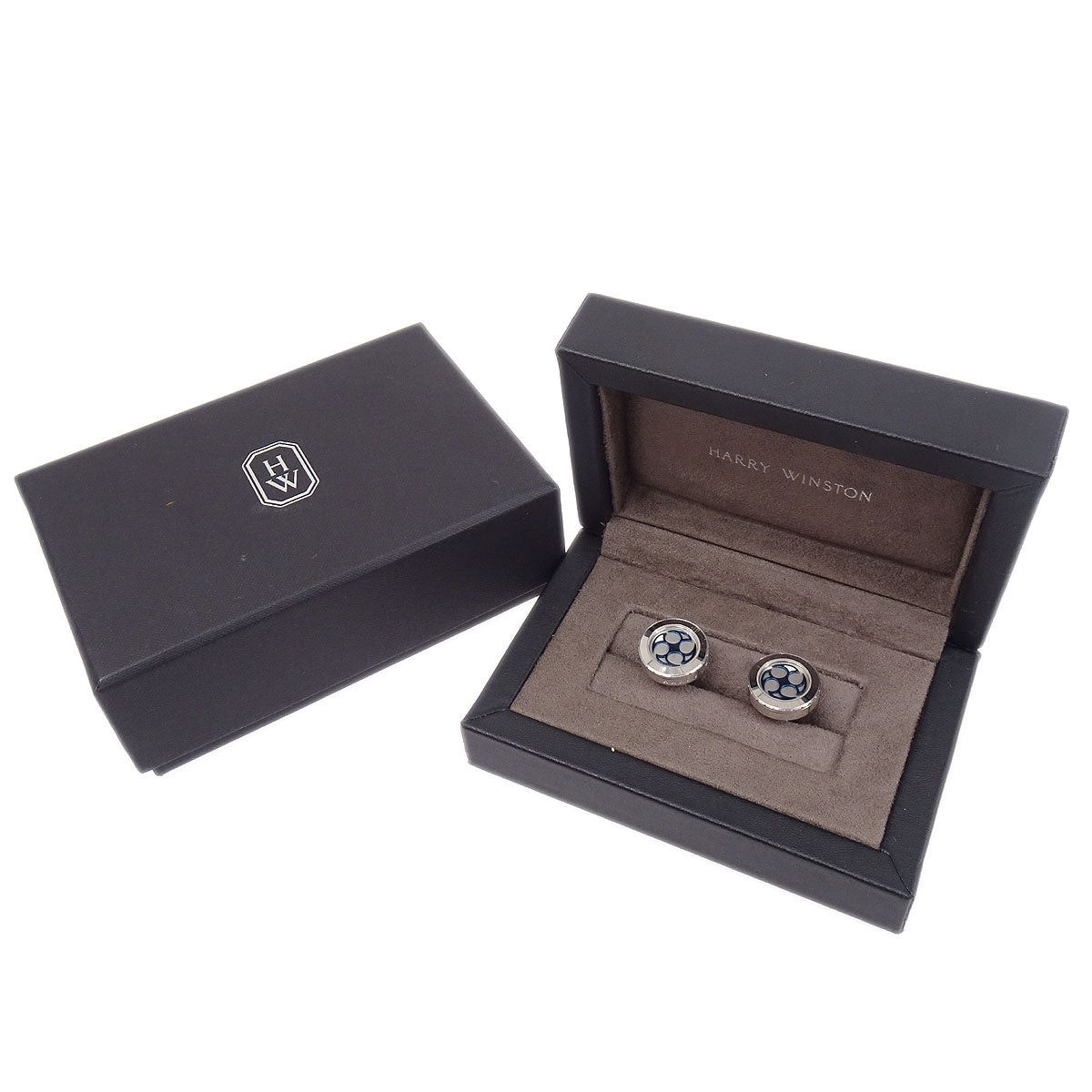 image of Vintage Harry Winston Ocean Cufflinks 18Kwg 34376 in Black, Women's