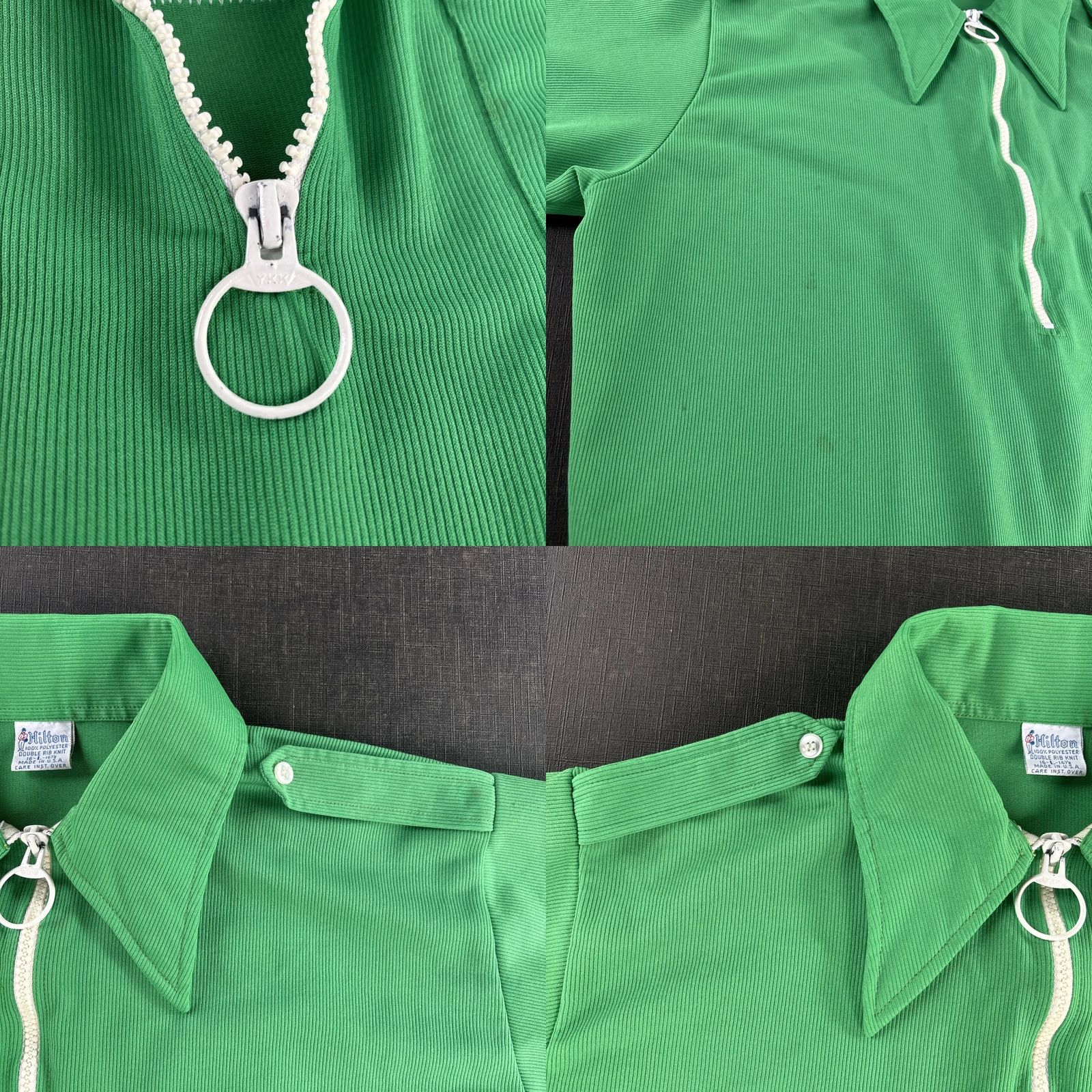 Vintage VINTAGE Hilton Polo Shirt Collared 1/4 Zip Short Sleeve Green 70s Retro Beer Bowling 70s Mens L Size US L / EU 52-54 / 3 - 9 Thumbnail