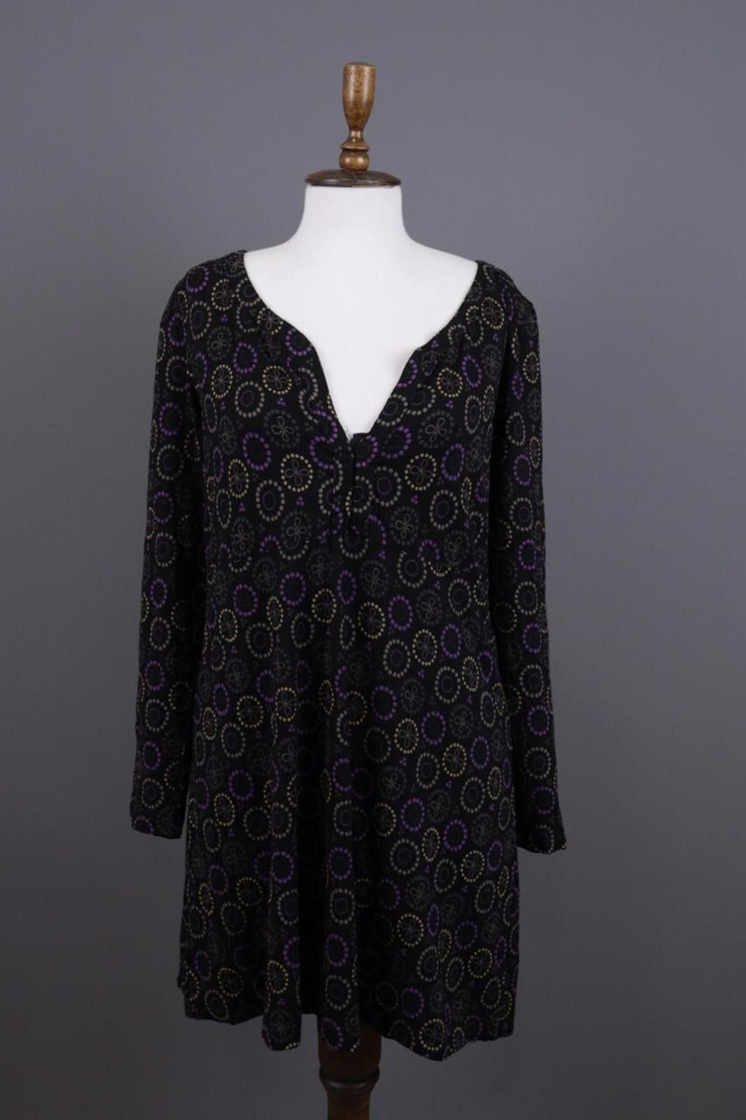 Designer Gudrun Sjoden Black Floral Blouson Midi Dress Size M Size M / US 6-8 / IT 42-44 - 1 Thumbnail