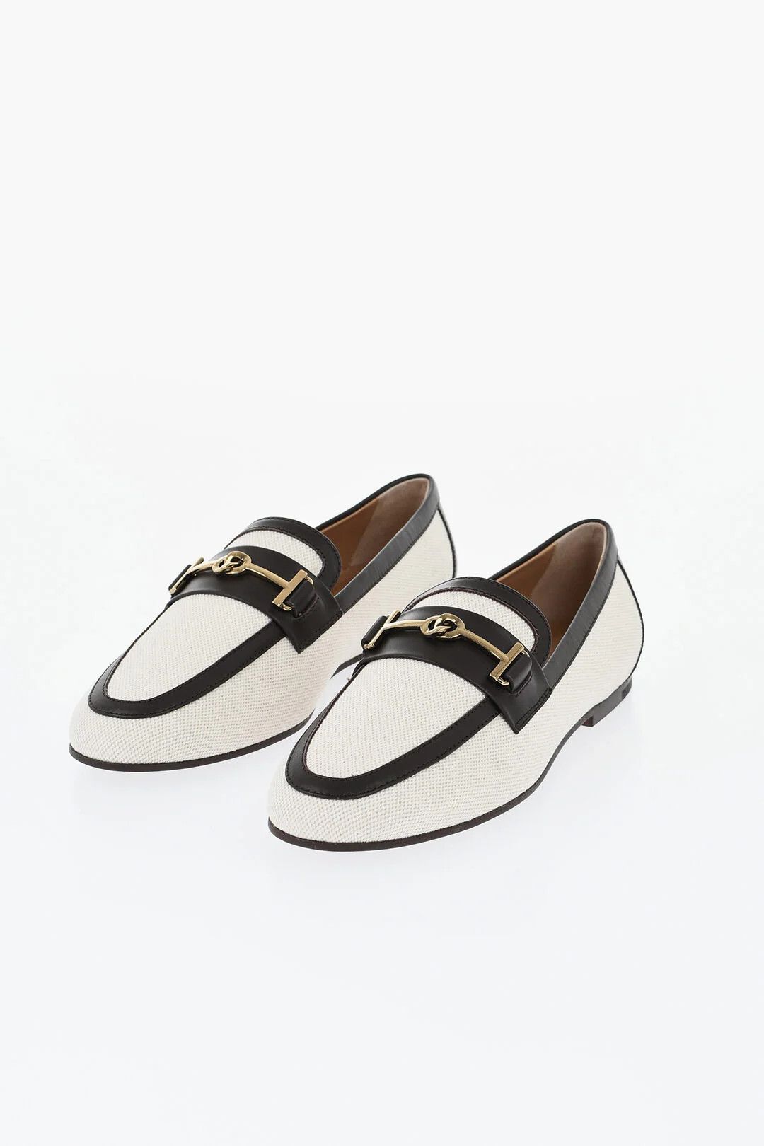 Tod's og1mm0426 Canvas Loafers in Beige & Black Size US 7 / IT 37 - 3 Thumbnail