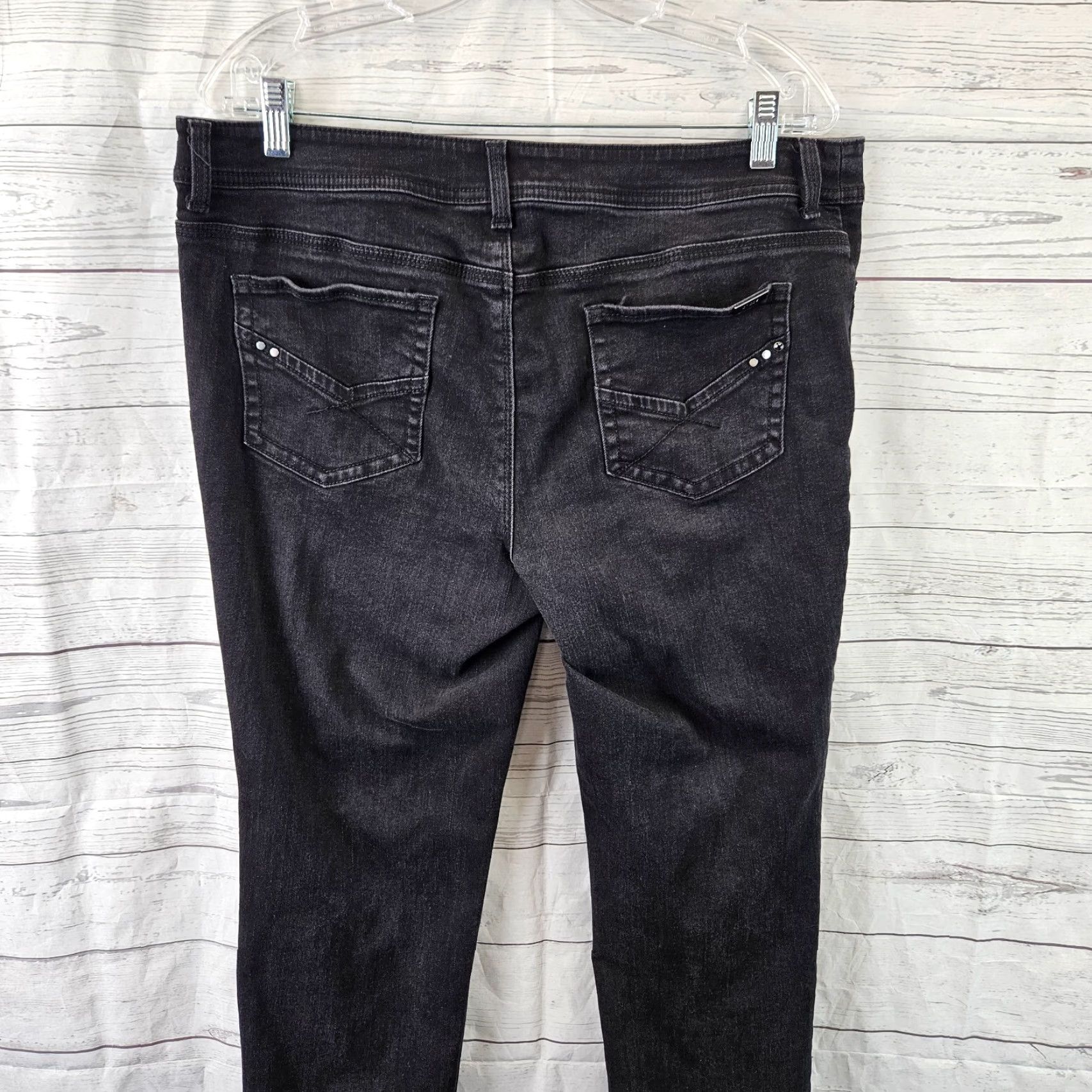 Vintage Chico's So Slimming Womens Jeans Size 12 Black Mid Rise Cotton Blend Skinny Tight Denim Pants Size 34" / US 12 / IT 48 - 4 Thumbnail