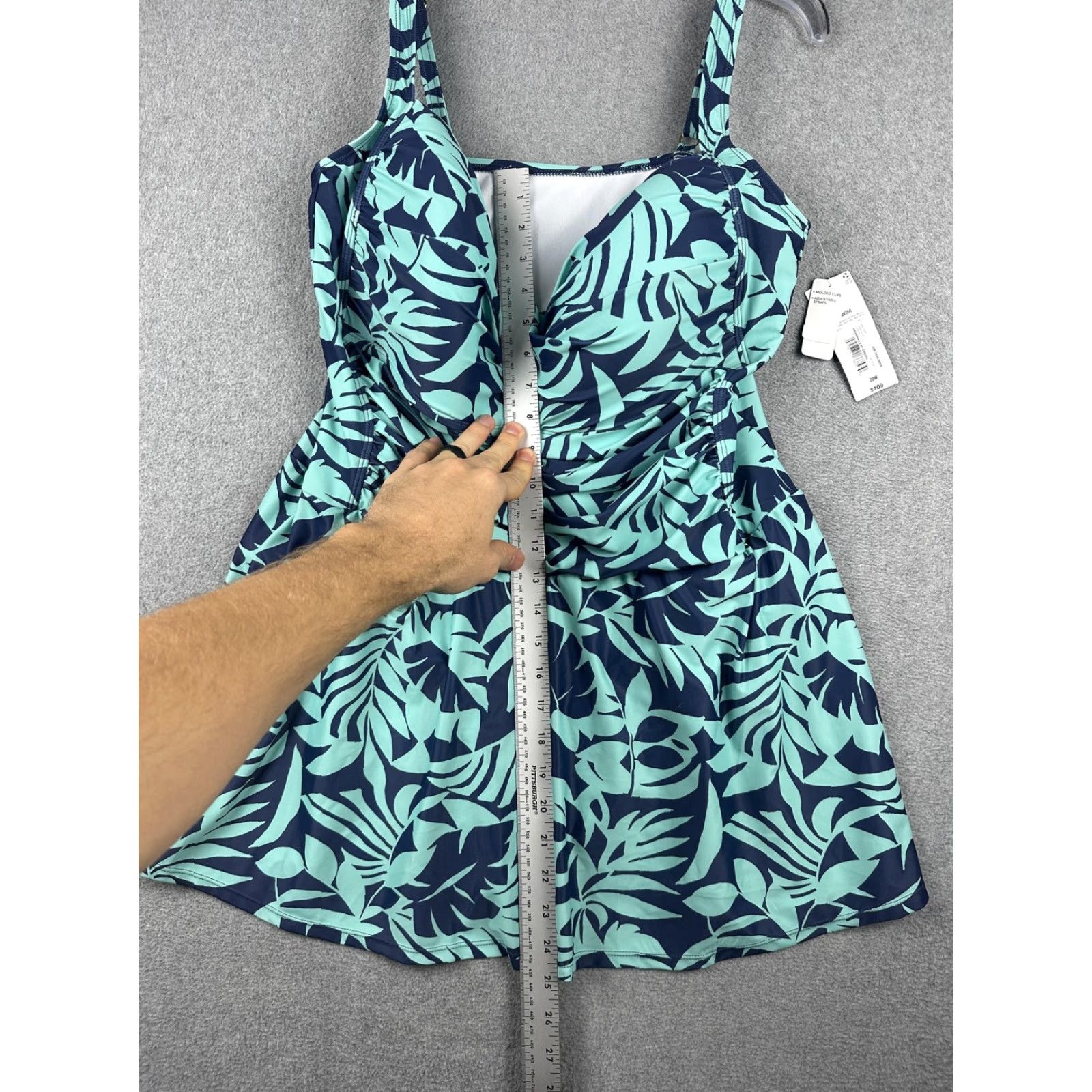 Liz Claiborne Liz Claiborne Swimdress Womens 22W Green Havana Leaf One Piece Plus Size 3XL / US 20-22 - 6 Thumbnail