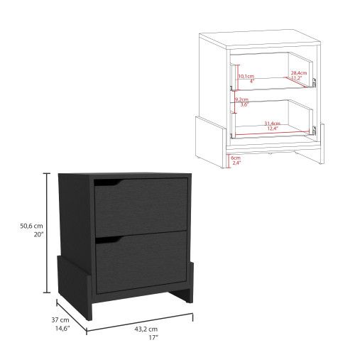 Designer × Homemade Nightstand Brookland, Bedside Table with Double Drawers and Size US L / EU 52-54 / 3 - 2 Thumbnail